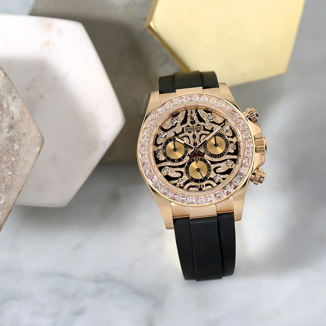 Chronograph Daytona Eye Of The Tiger Chronograph Quartz Chronometer Diamond Men's Watch