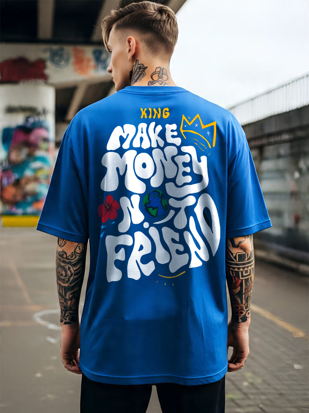 TOOMESJEANS “Make Money Not Friends” Oversized Cotton T-Shirt