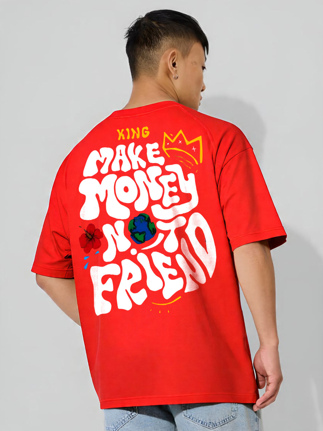 TOOMESJEANS “Make Money Not Friends” Oversized Cotton T-Shirt