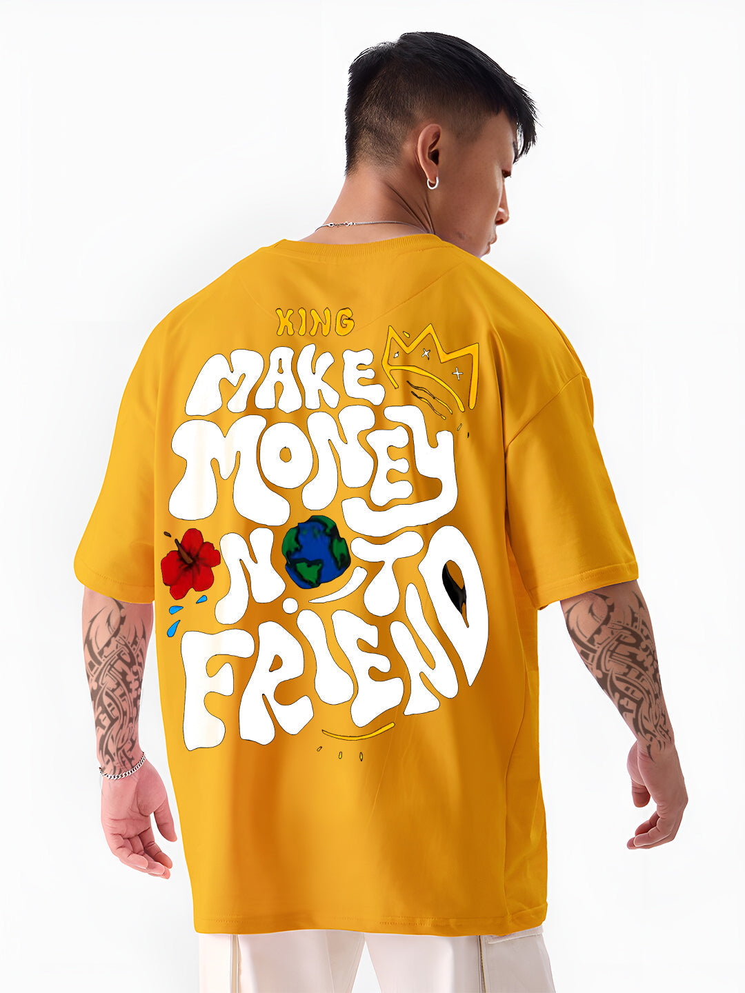 TOOMESJEANS “Make Money Not Friends” Oversized Cotton T-Shirt
