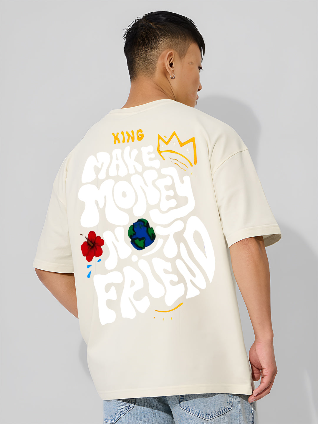 TOOMESJEANS “Make Money Not Friends” Oversized Cotton T-Shirt