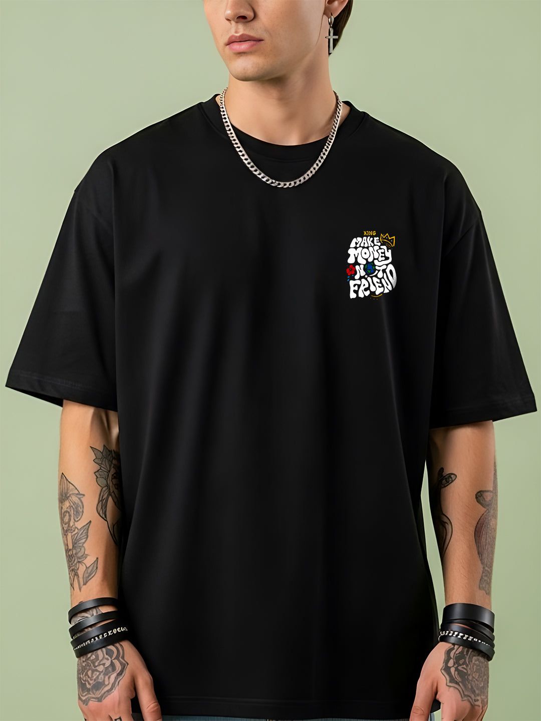 TOOMESJEANS “Make Money Not Friends” Oversized Cotton T-Shirt