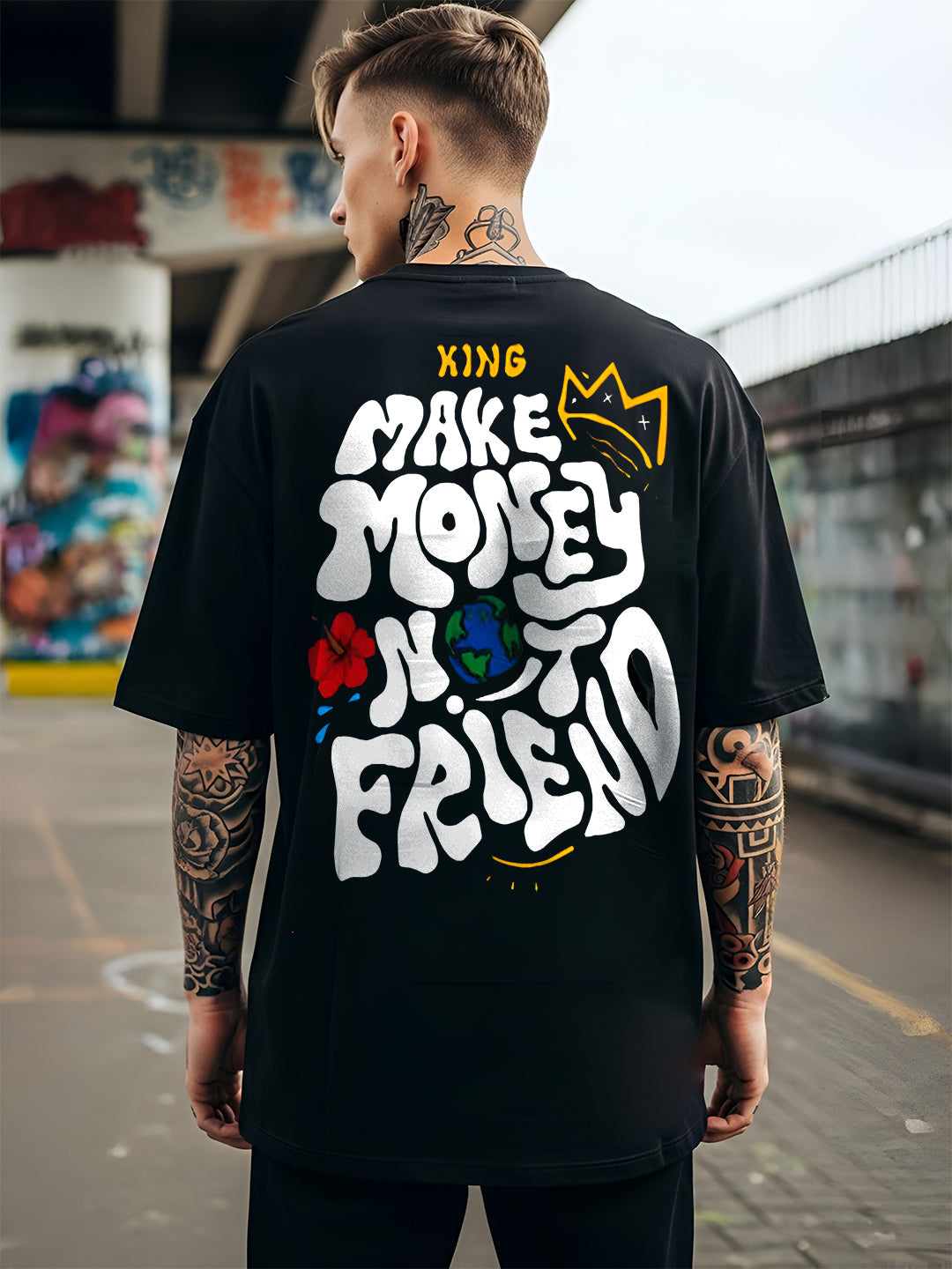 TOOMESJEANS “Make Money Not Friends” Oversized Cotton T-Shirt