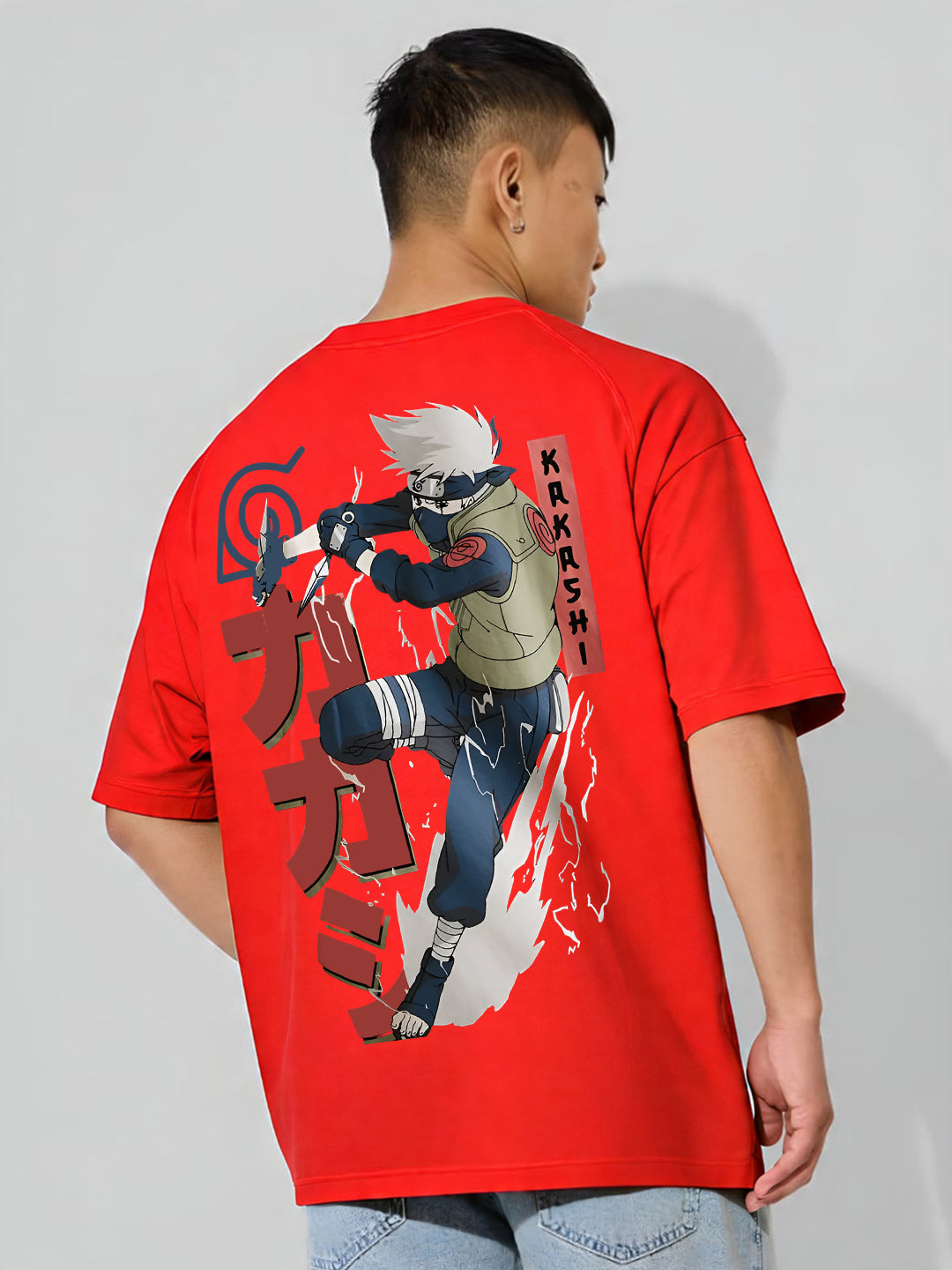 Oversized Kakashi Graphic T-shirt Print