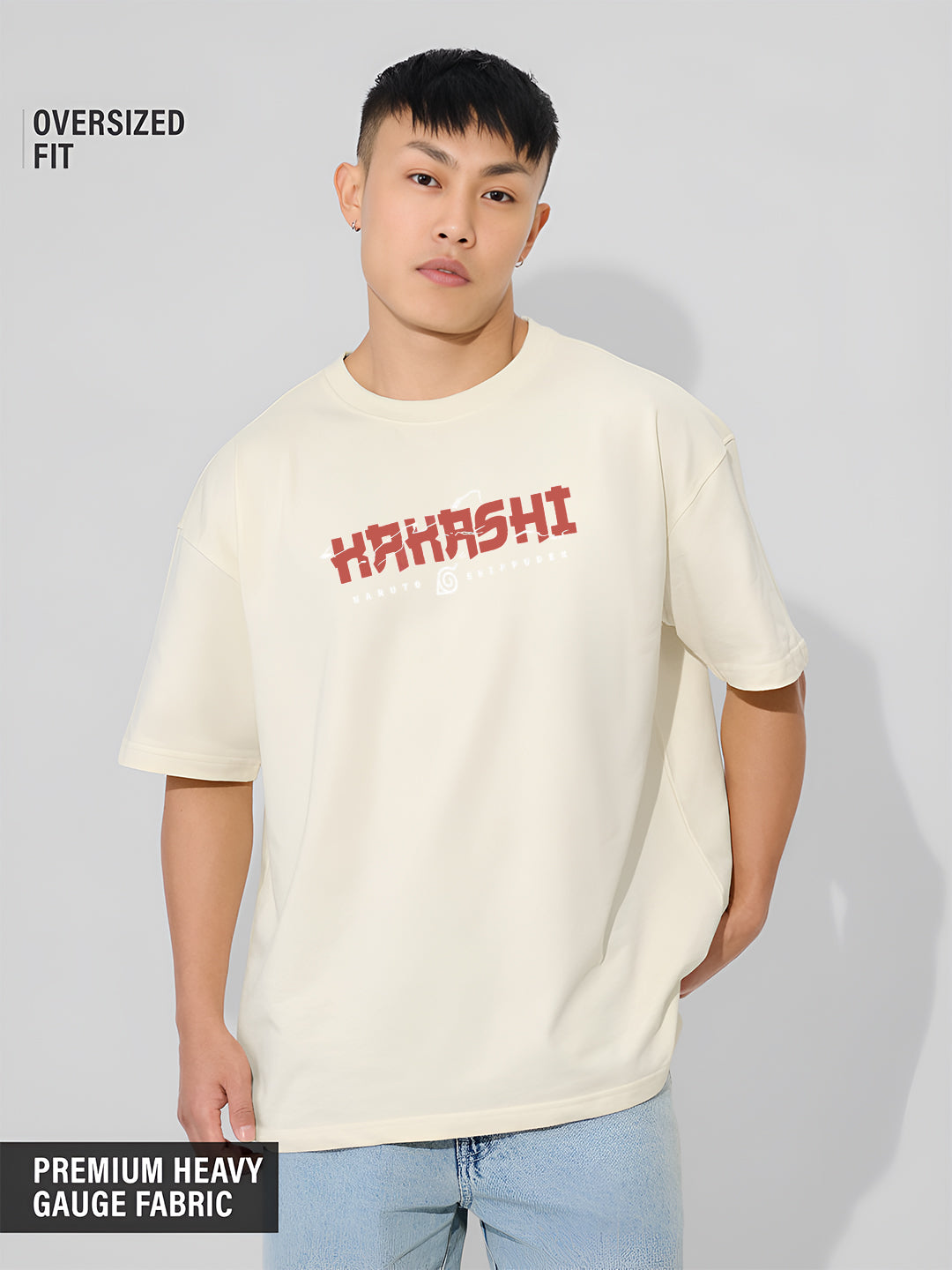 Oversized Kakashi Graphic T-shirt Print