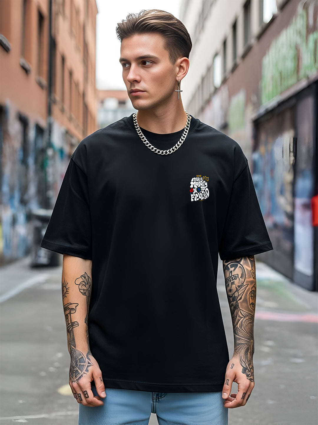 TOOMESJEANS “Make Money Not Friends” Oversized Cotton T-Shirt