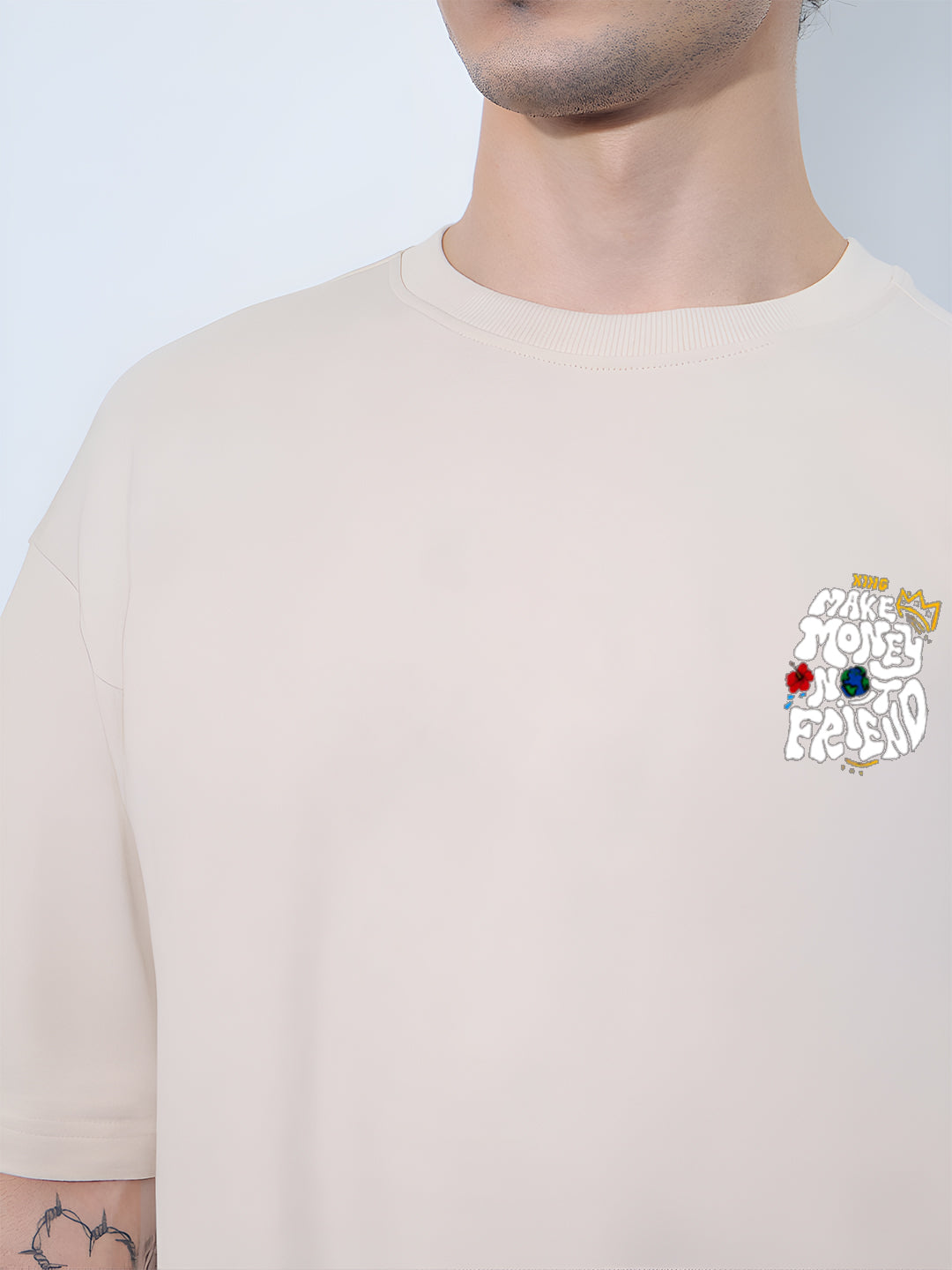 TOOMESJEANS “Make Money Not Friends” Oversized Cotton T-Shirt