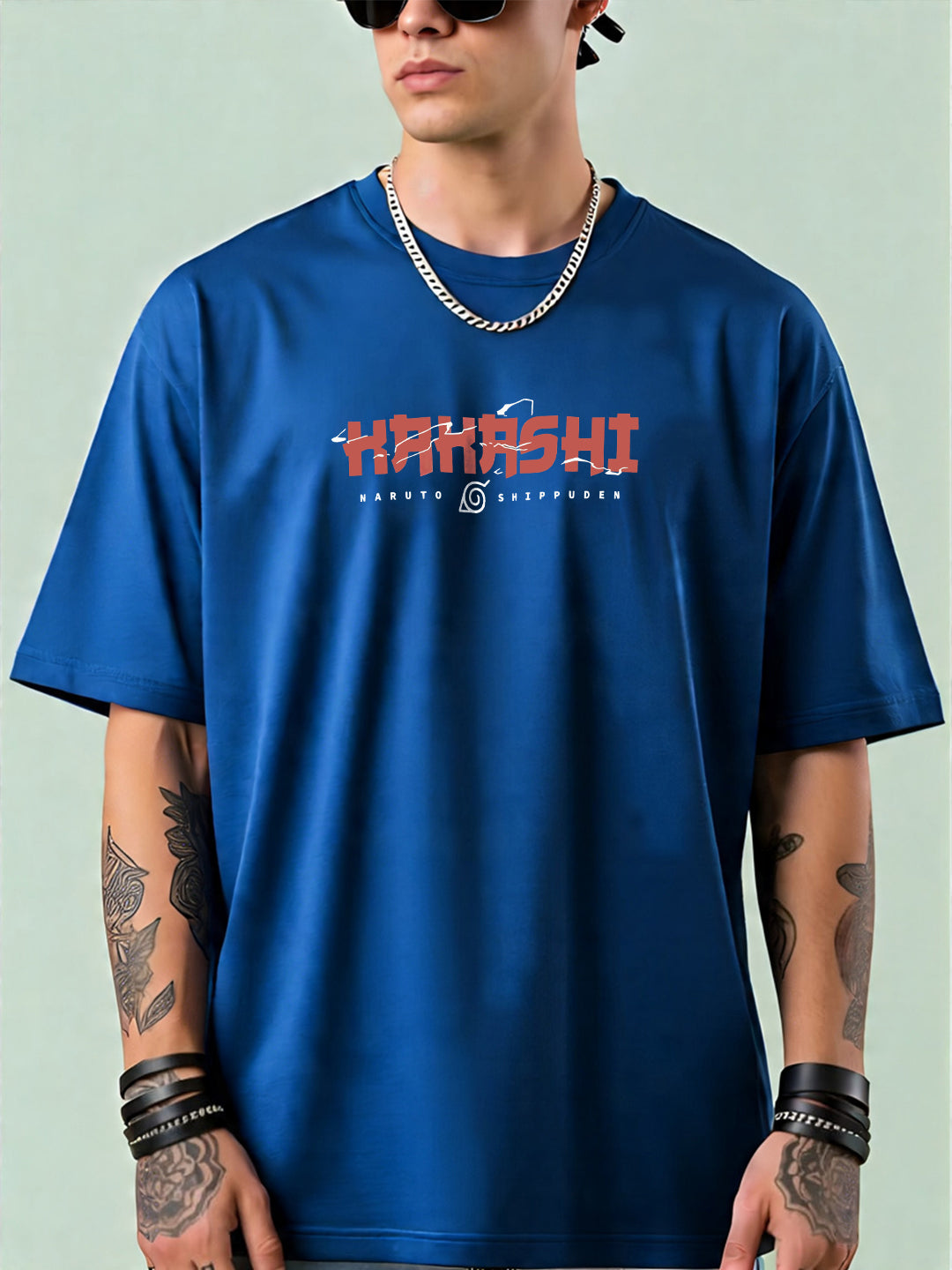 Oversized Kakashi Graphic T-shirt Print