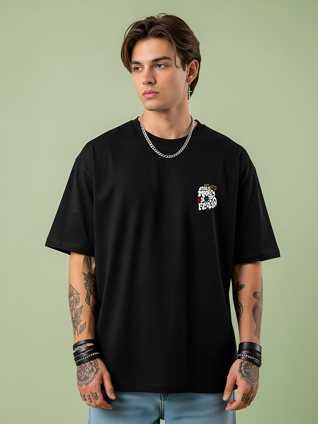 TOOMESJEANS “Make Money Not Friends” Oversized Cotton T-Shirt