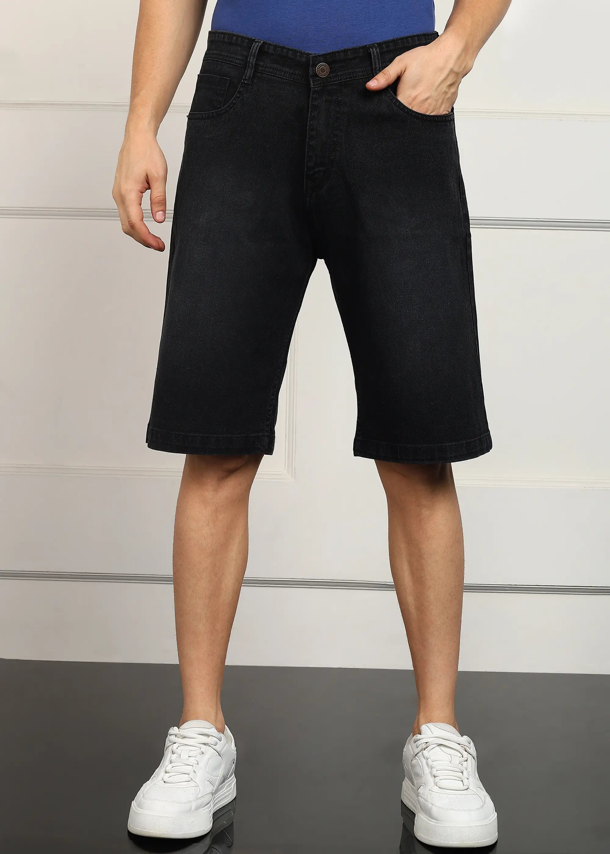 TOOMESJEANS Solid Men Denim Dark Grey Baggy Shorts