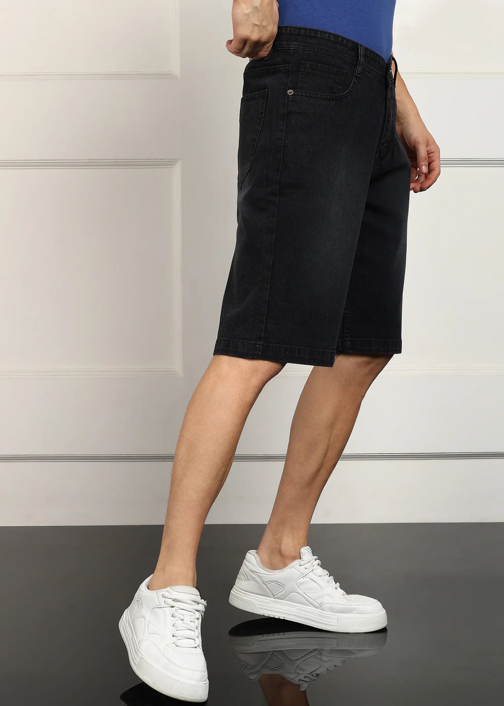 TOOMESJEANS Solid Men Denim Dark Grey Baggy Shorts