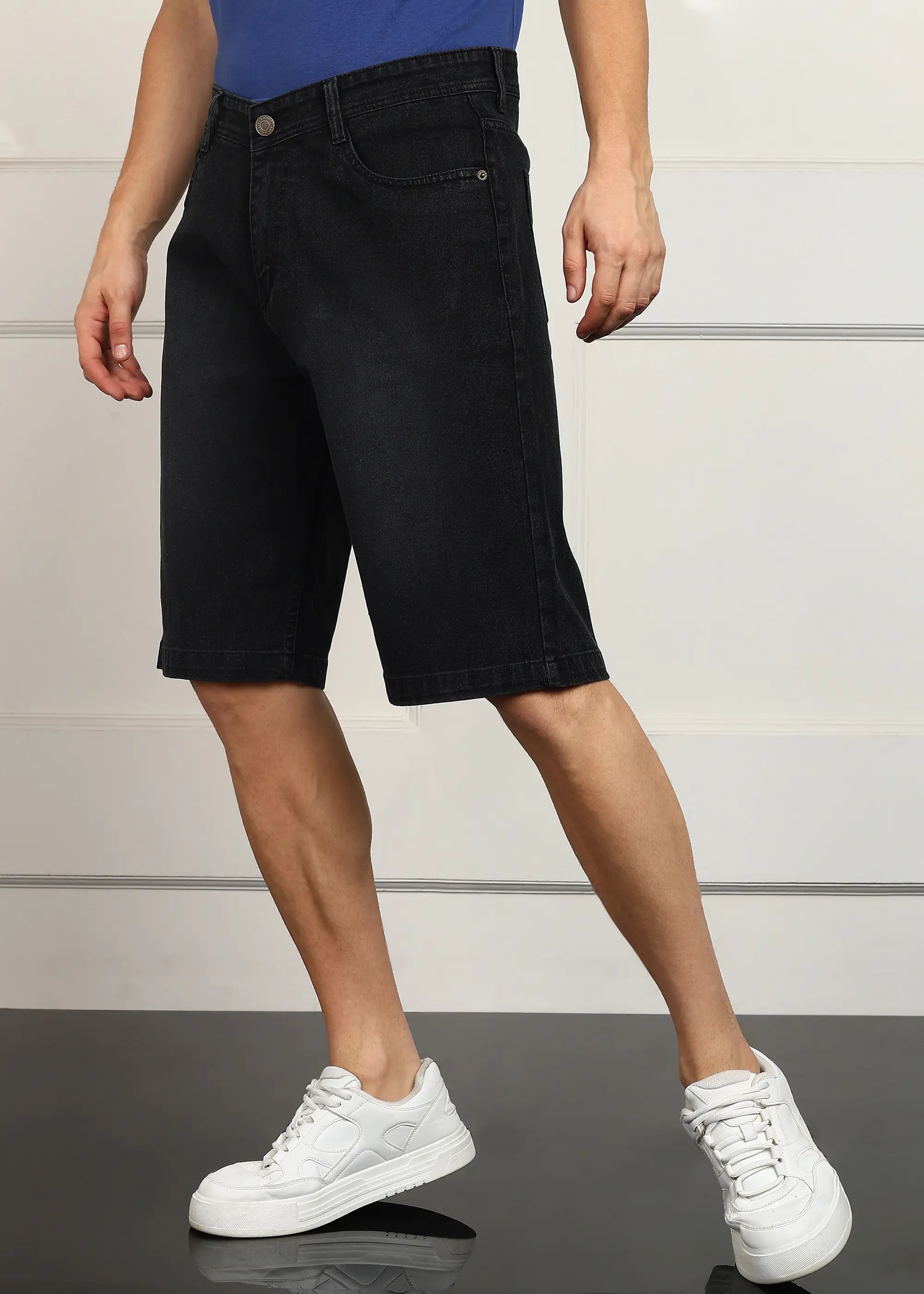 TOOMESJEANS Solid Men Denim Dark Grey Baggy Shorts