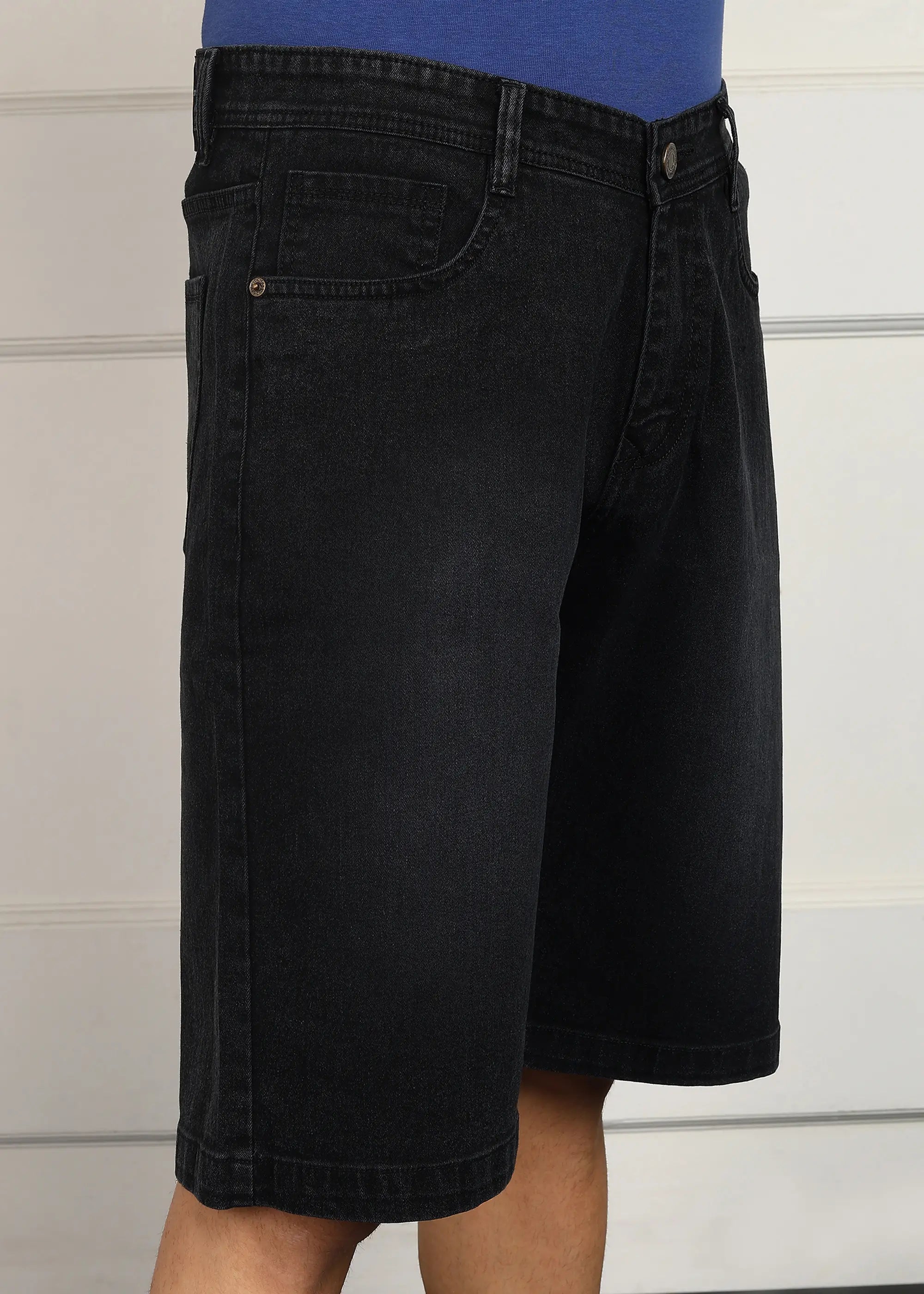 TOOMESJEANS Solid Men Denim Dark Grey Baggy Shorts