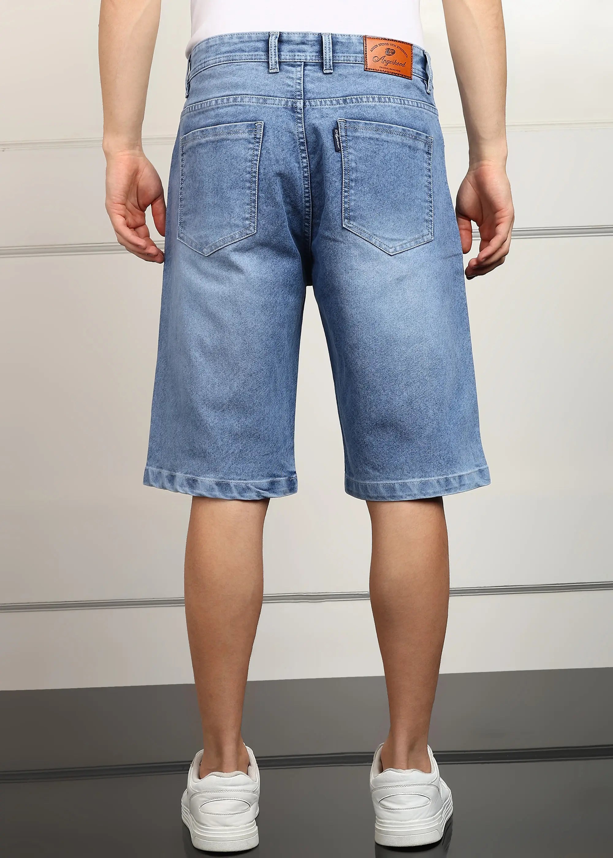 TOOMESJEANS  Solid Men Denim Light Blue Baggy Shorts