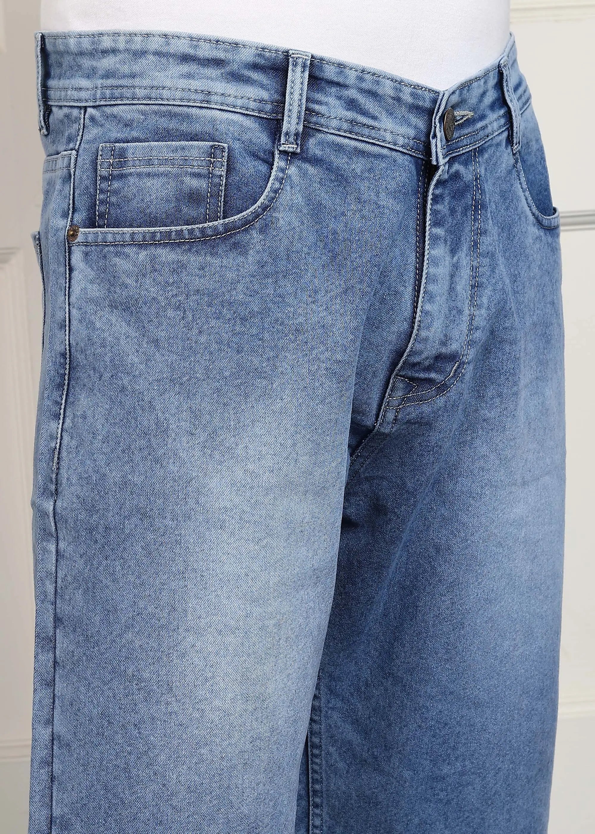 TOOMESJEANS  Solid Men Denim Light Blue Baggy Shorts