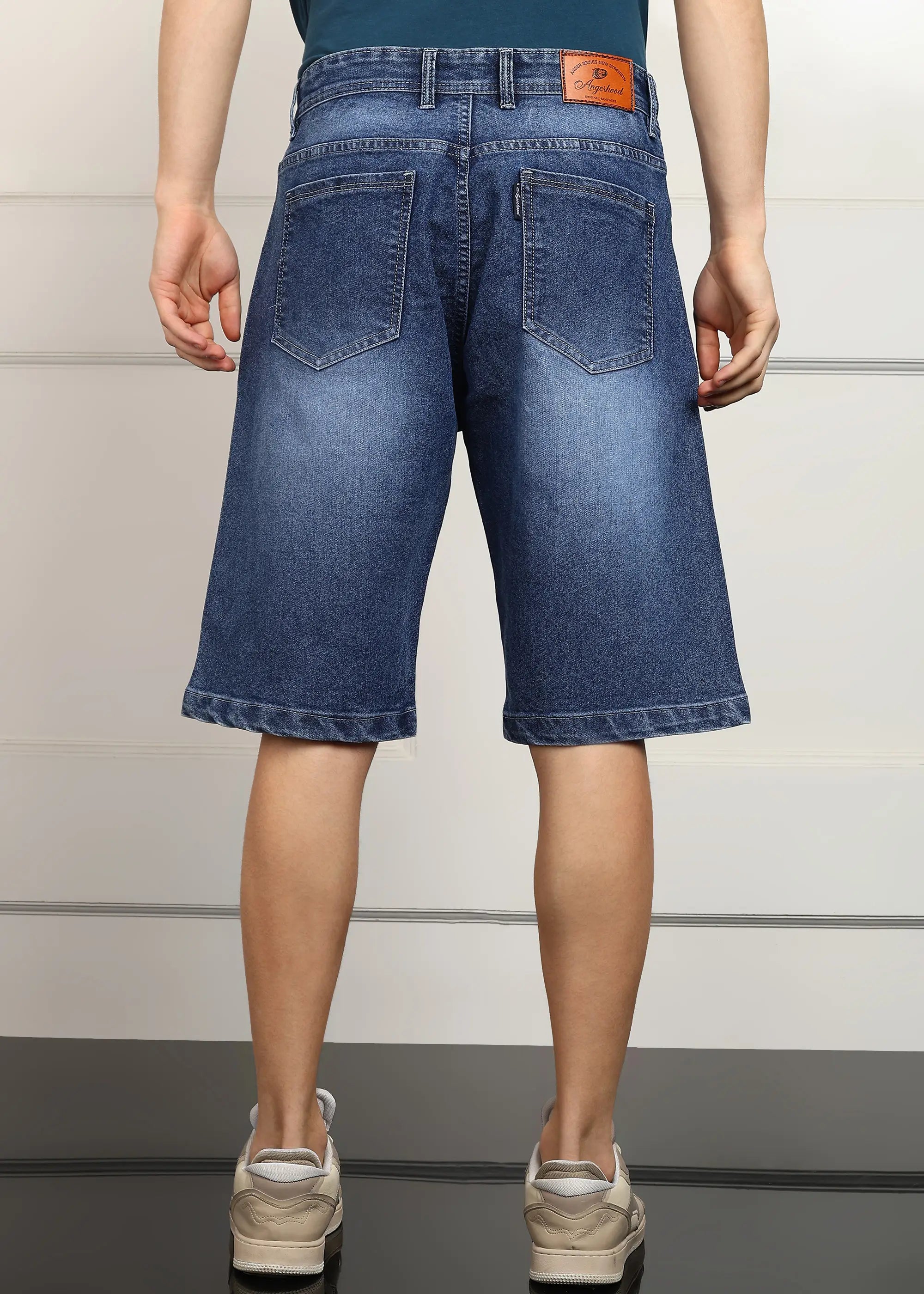 TOOMESJEANS  Solid Men Denim Dark Blue Baggy Shorts