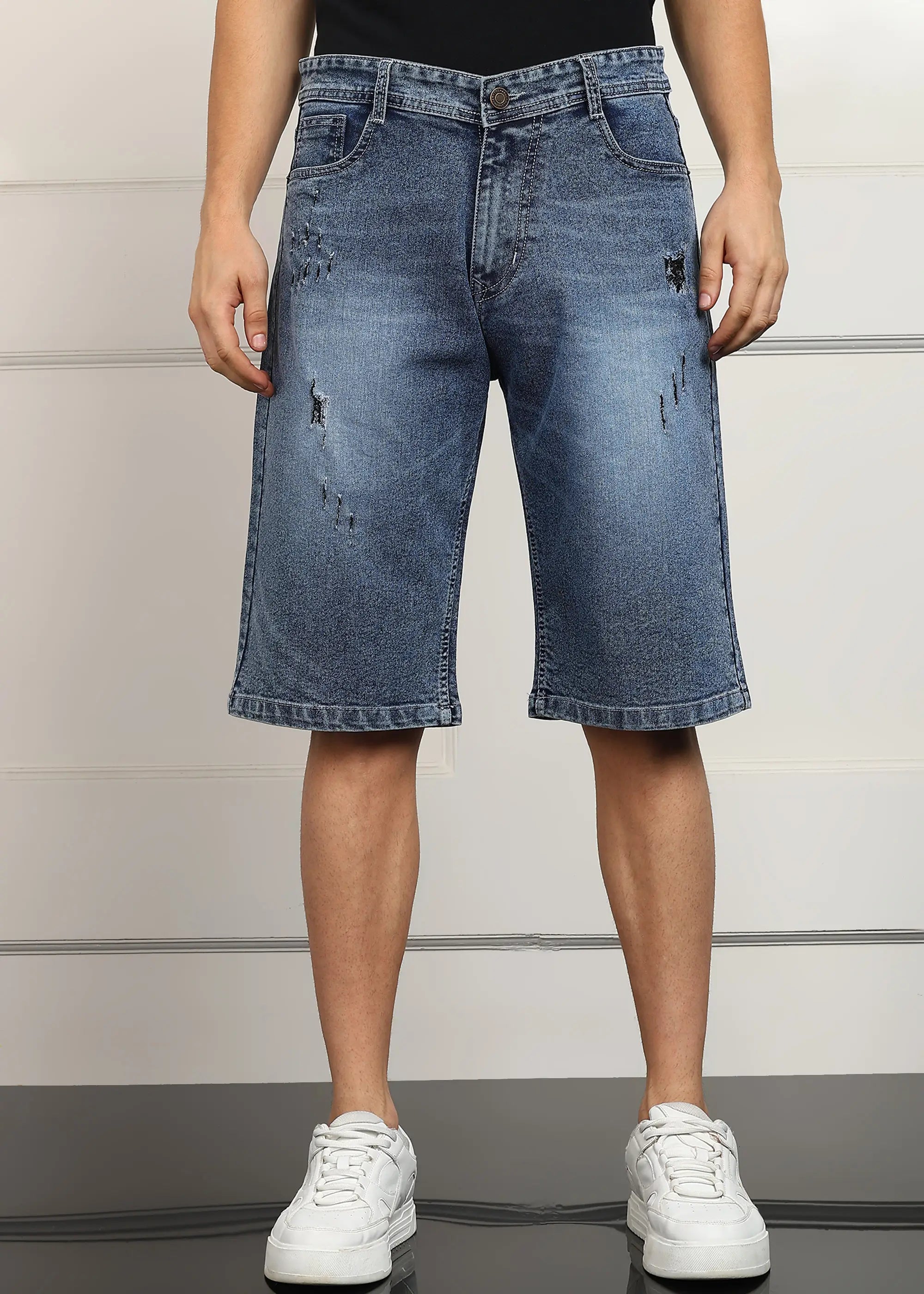 TOOMESJEANS Solid Men Denim Light Blue Baggy Shorts