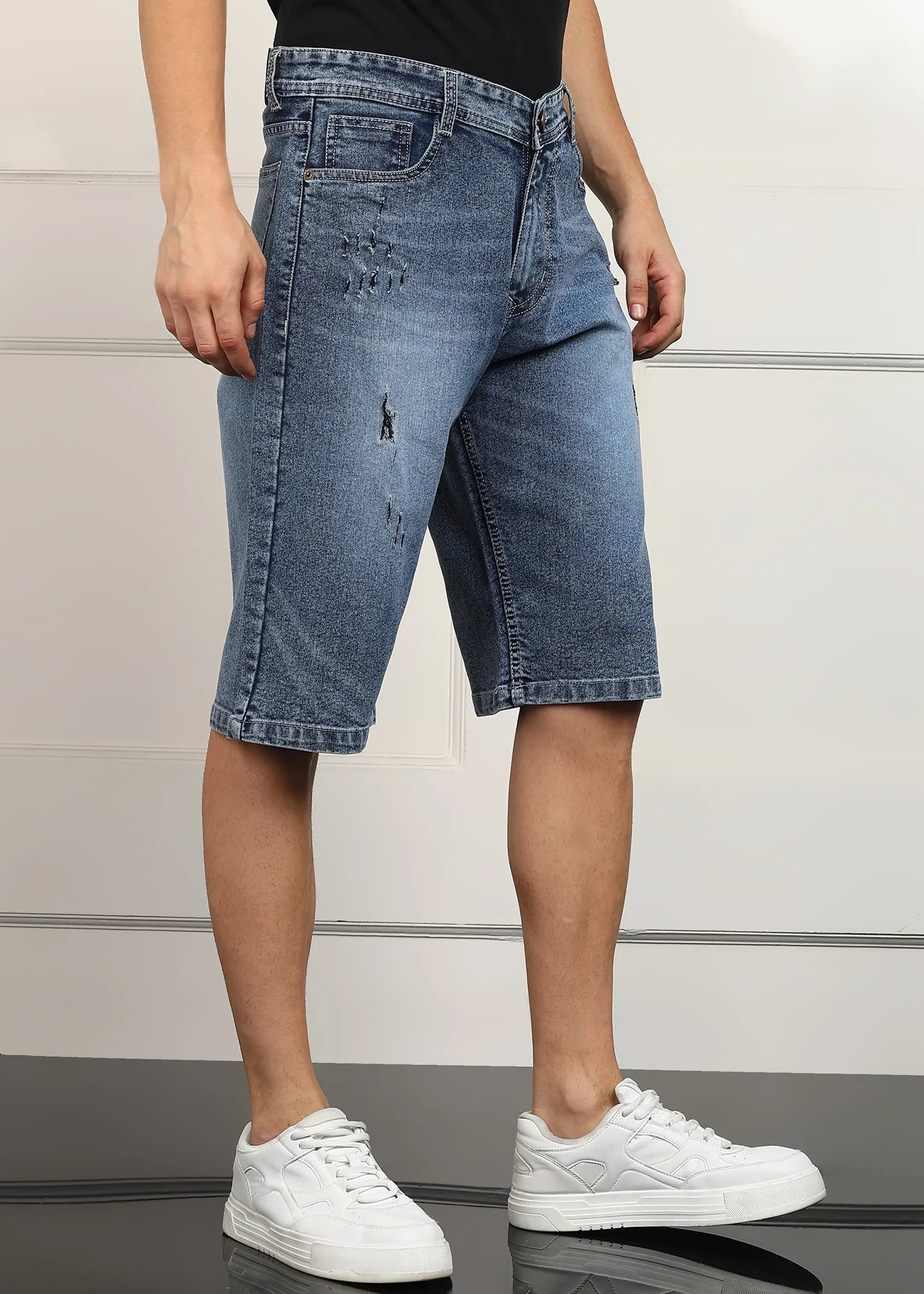 TOOMESJEANS Solid Men Denim Light Blue Baggy Shorts