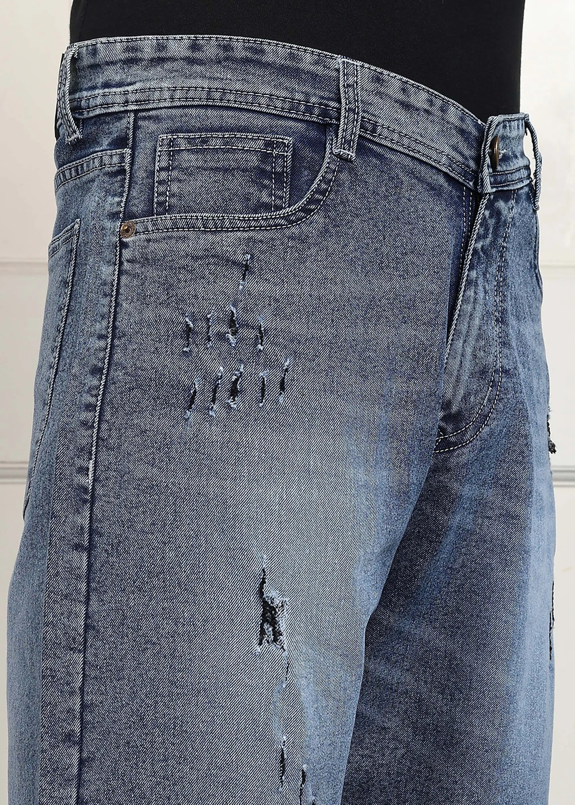 TOOMESJEANS Solid Men Denim Light Blue Baggy Shorts