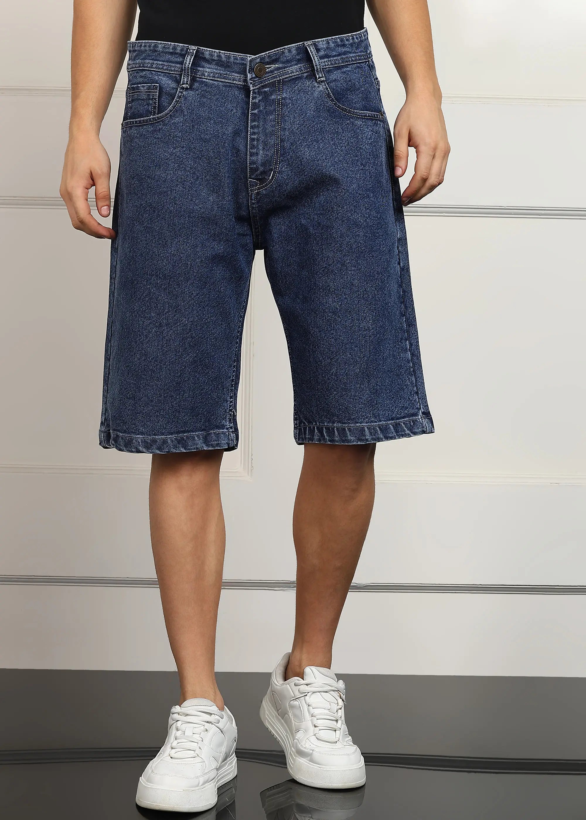 TOOMESJEANS Solid Men Denim Dark Blue Baggy Shorts