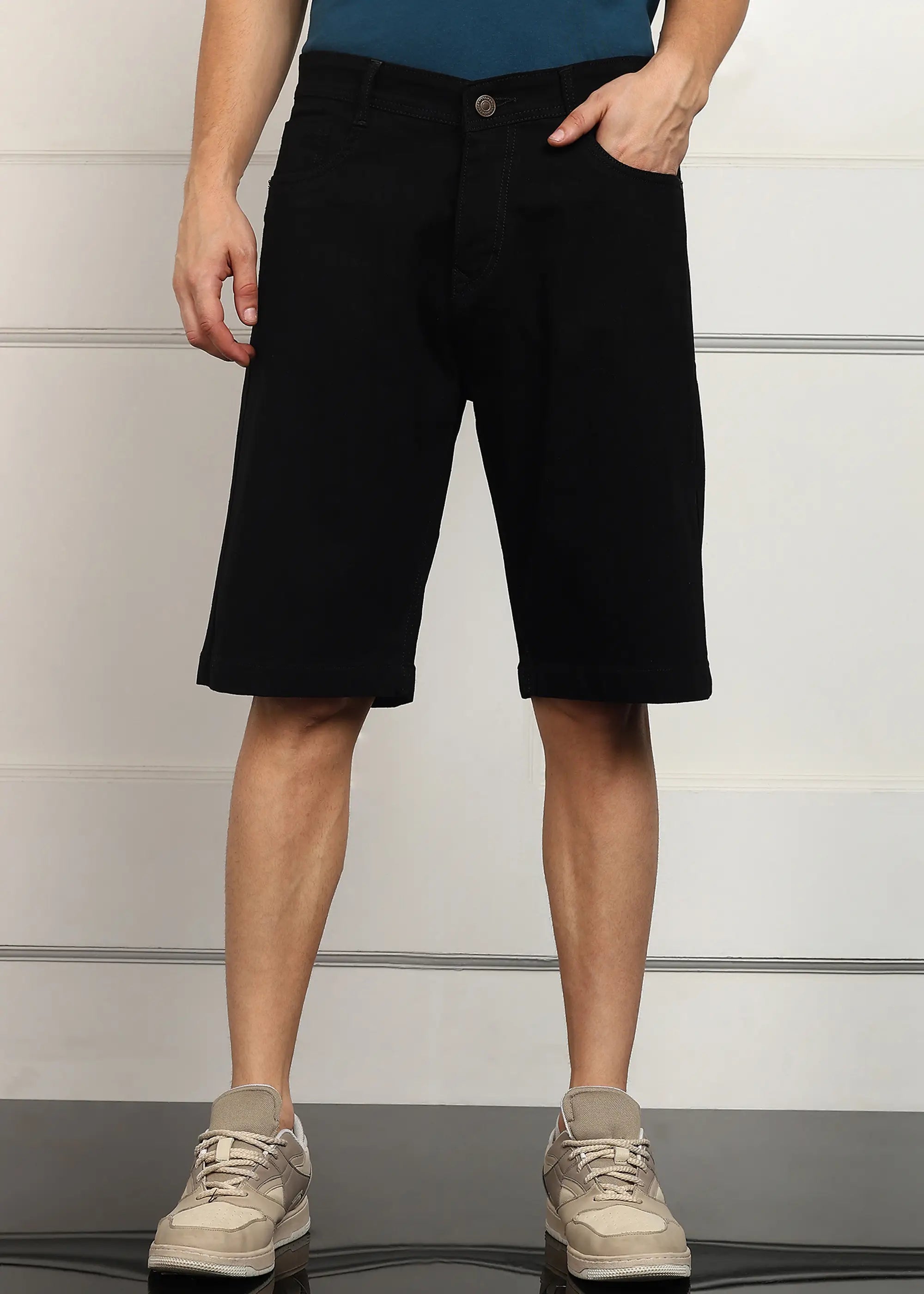 TOOMESJEANS  Solid Men Denim Black Baggy Shorts