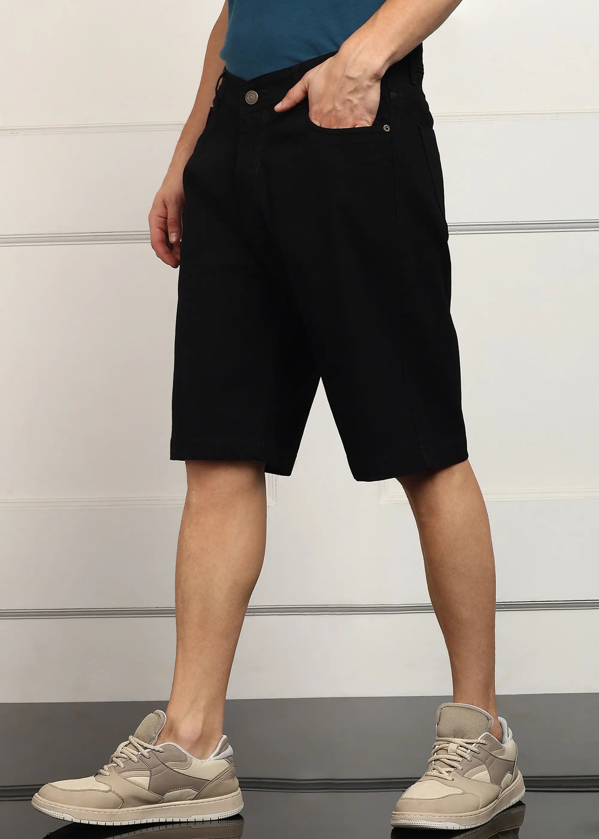 TOOMESJEANS  Solid Men Denim Black Baggy Shorts