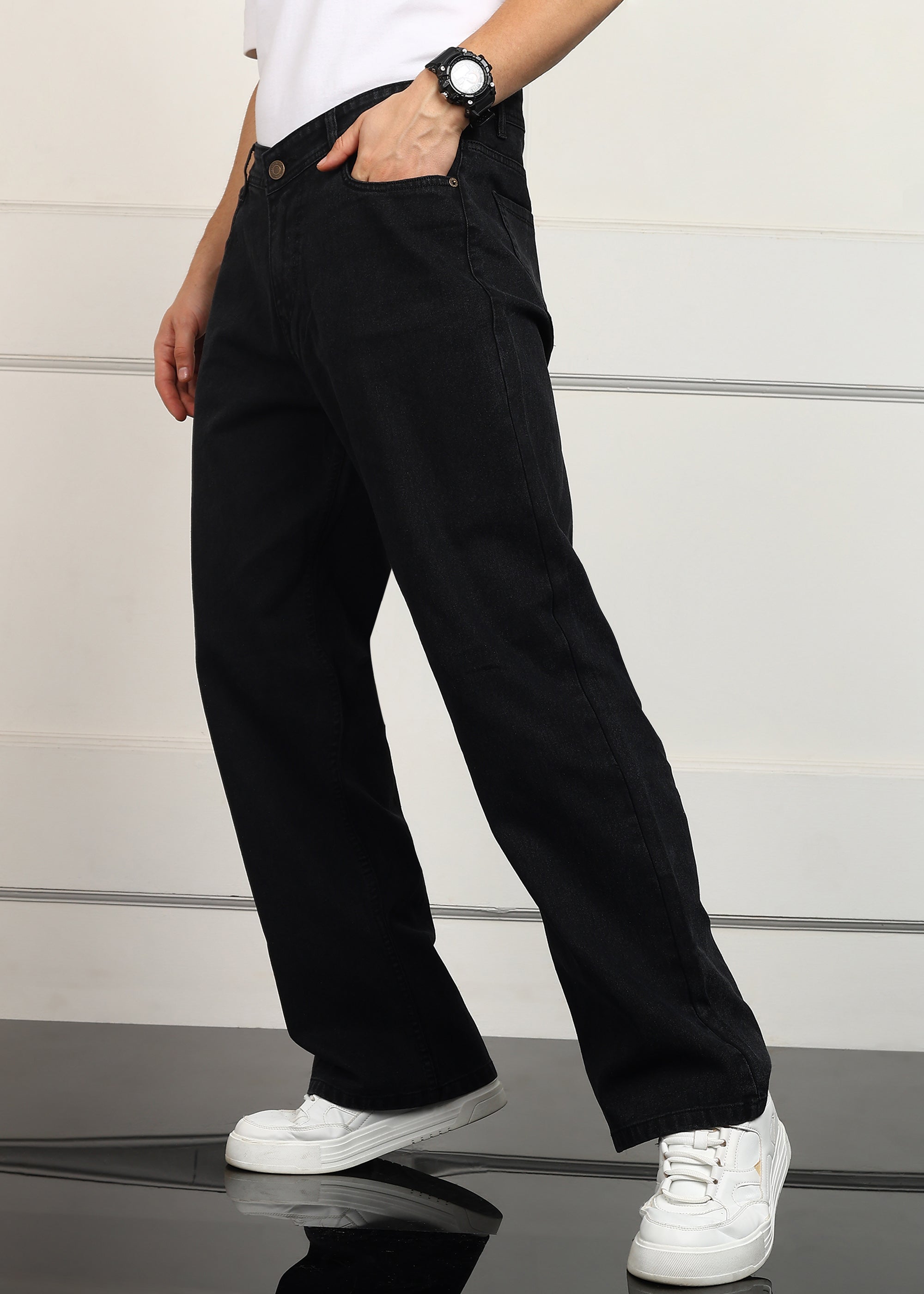 TOOMESJEANS Loose Fit Men Black Jeans