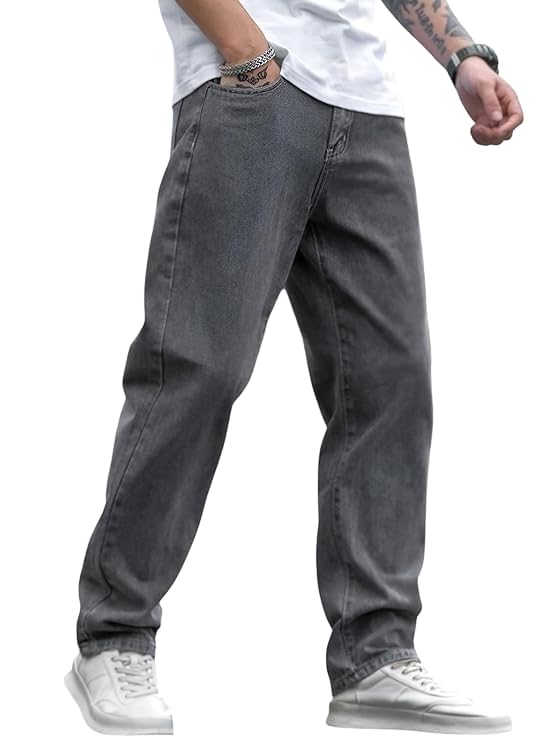 TOOMESJEANS Loose Fit Men DARK Grey Jeans...