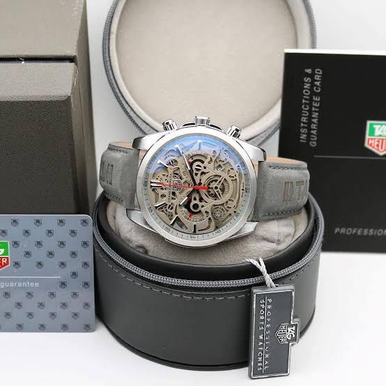 Grey Color Watch For Men With Chronograph & Multi Color Dial, Leather Belt Watch