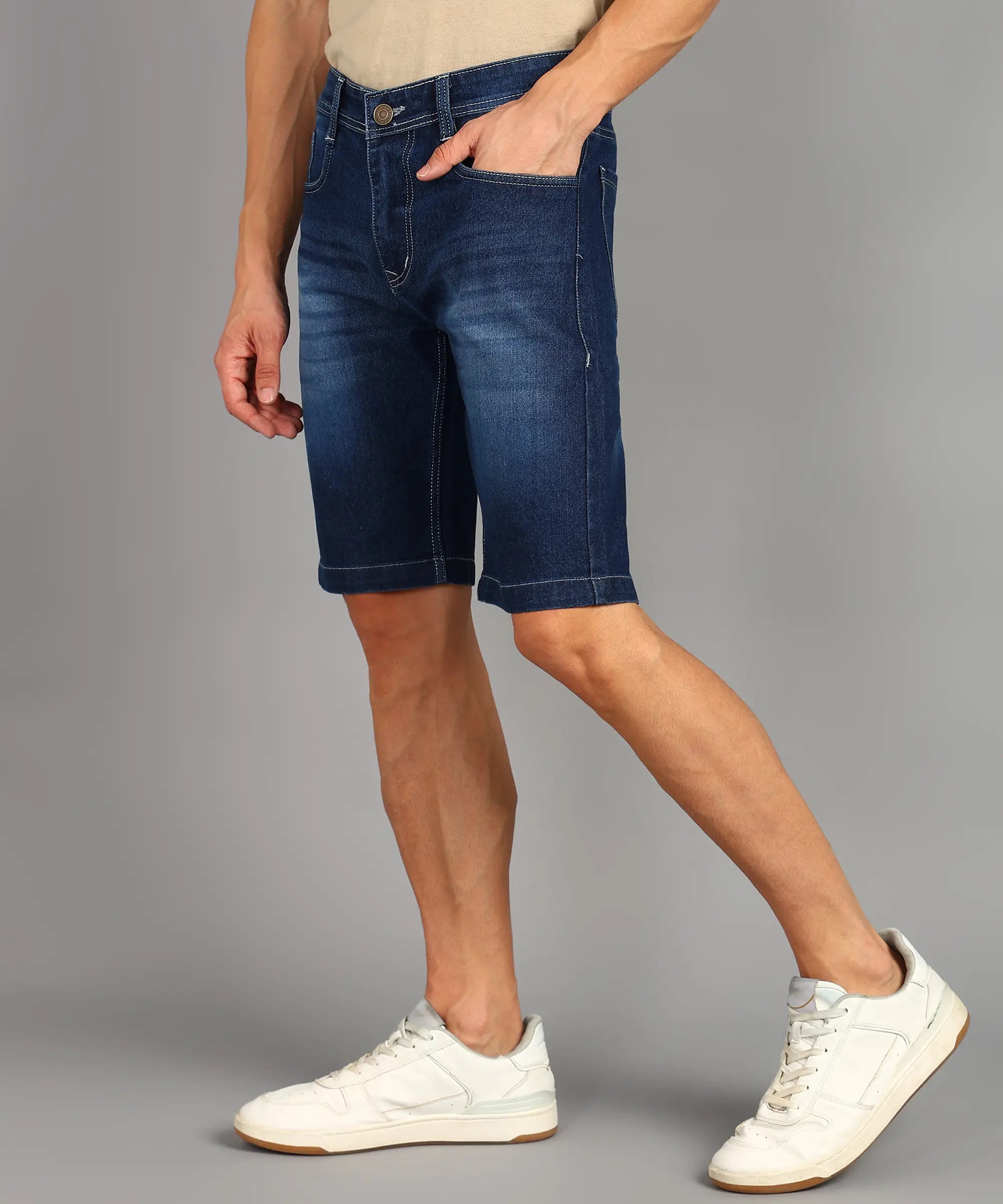 TOOMESJEANS  Solid Men Denim Blue Denim Shorts