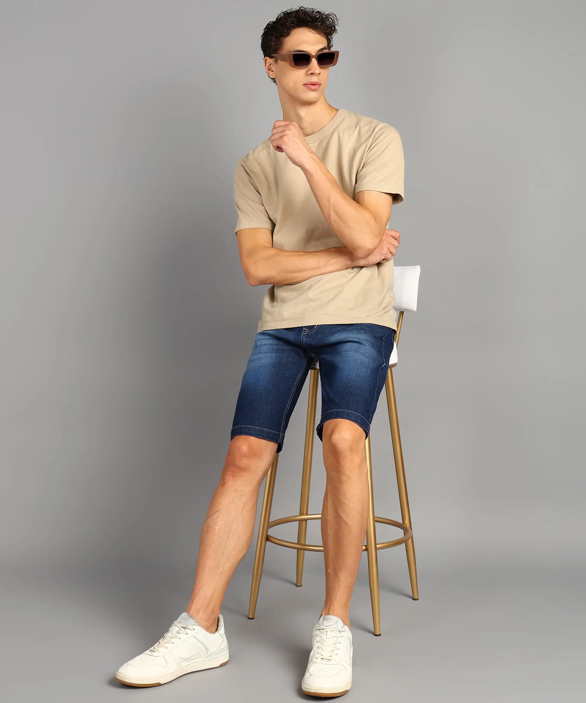 TOOMESJEANS  Solid Men Denim Blue Denim Shorts