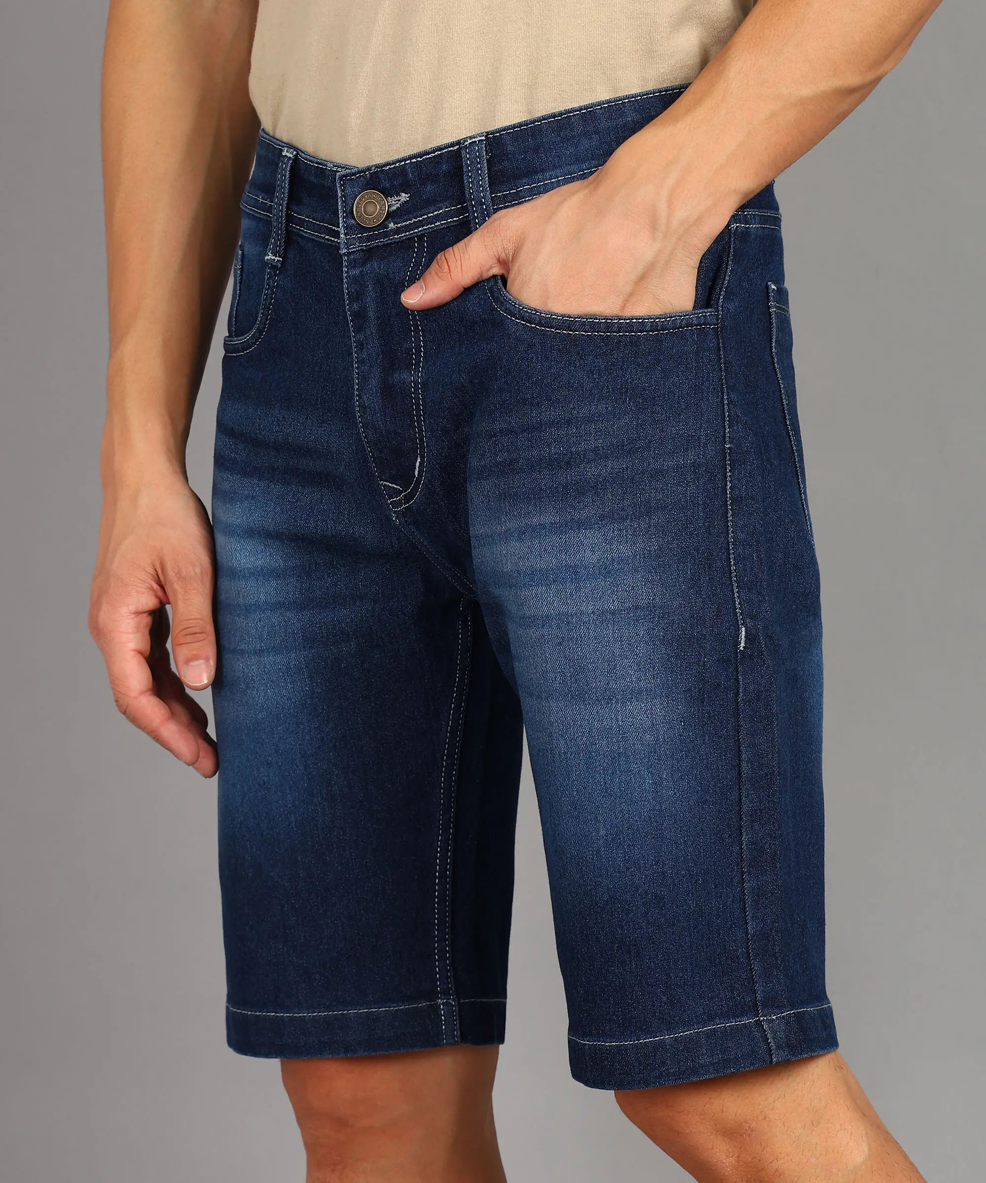 TOOMESJEANS  Solid Men Denim Blue Denim Shorts