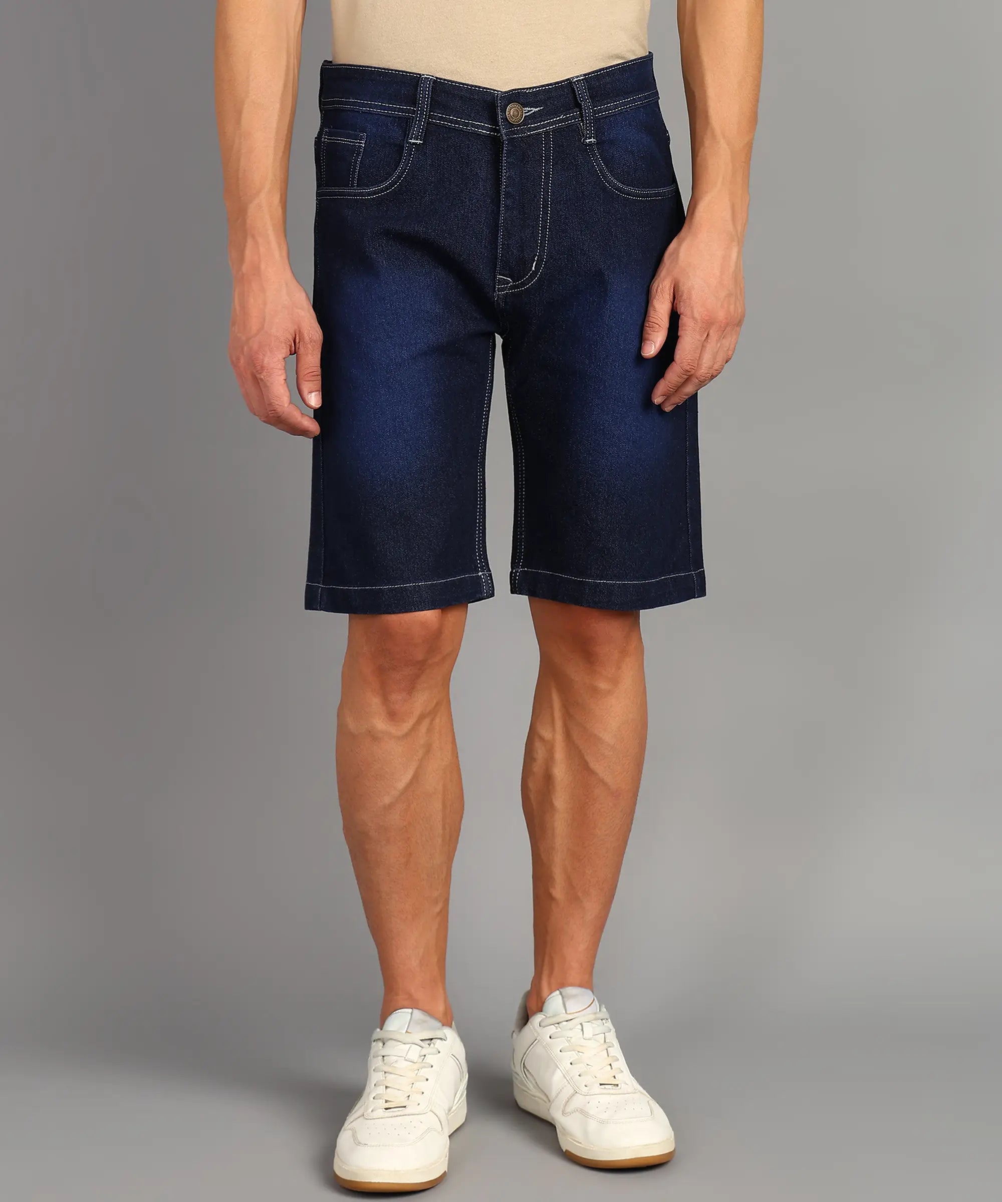 TOOMESJEANS Solid Men Denim Dark Blue Denim Shorts