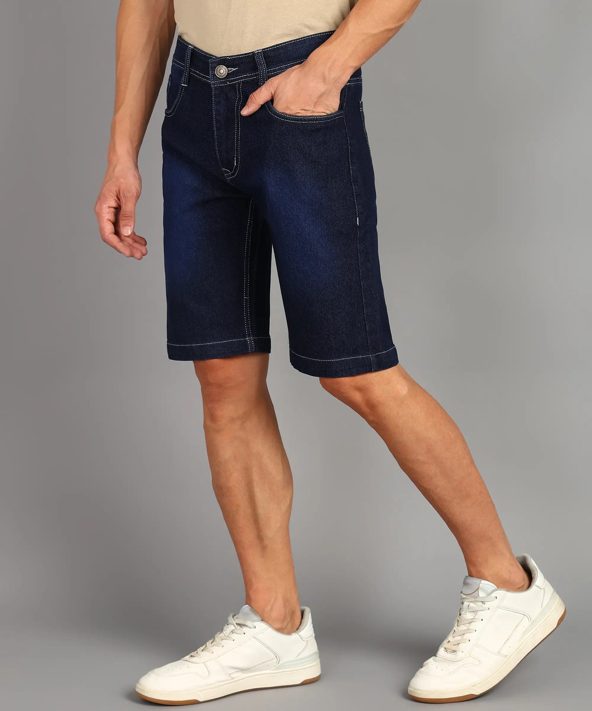 TOOMESJEANS Solid Men Denim Dark Blue Denim Shorts