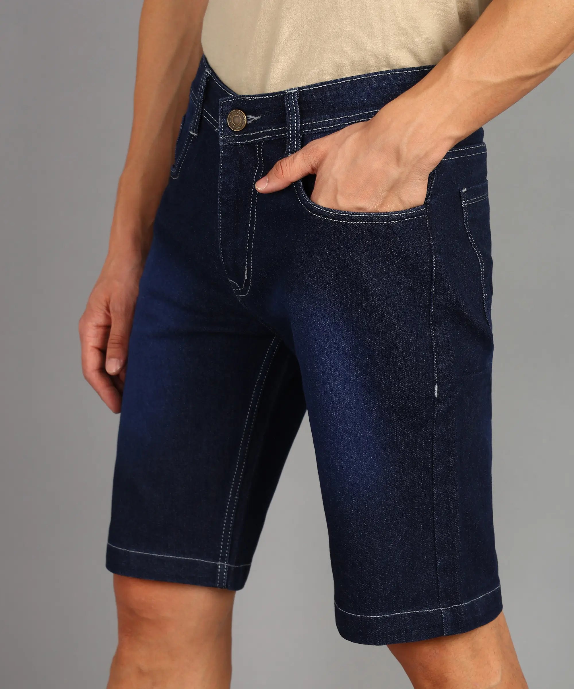 TOOMESJEANS Solid Men Denim Dark Blue Denim Shorts