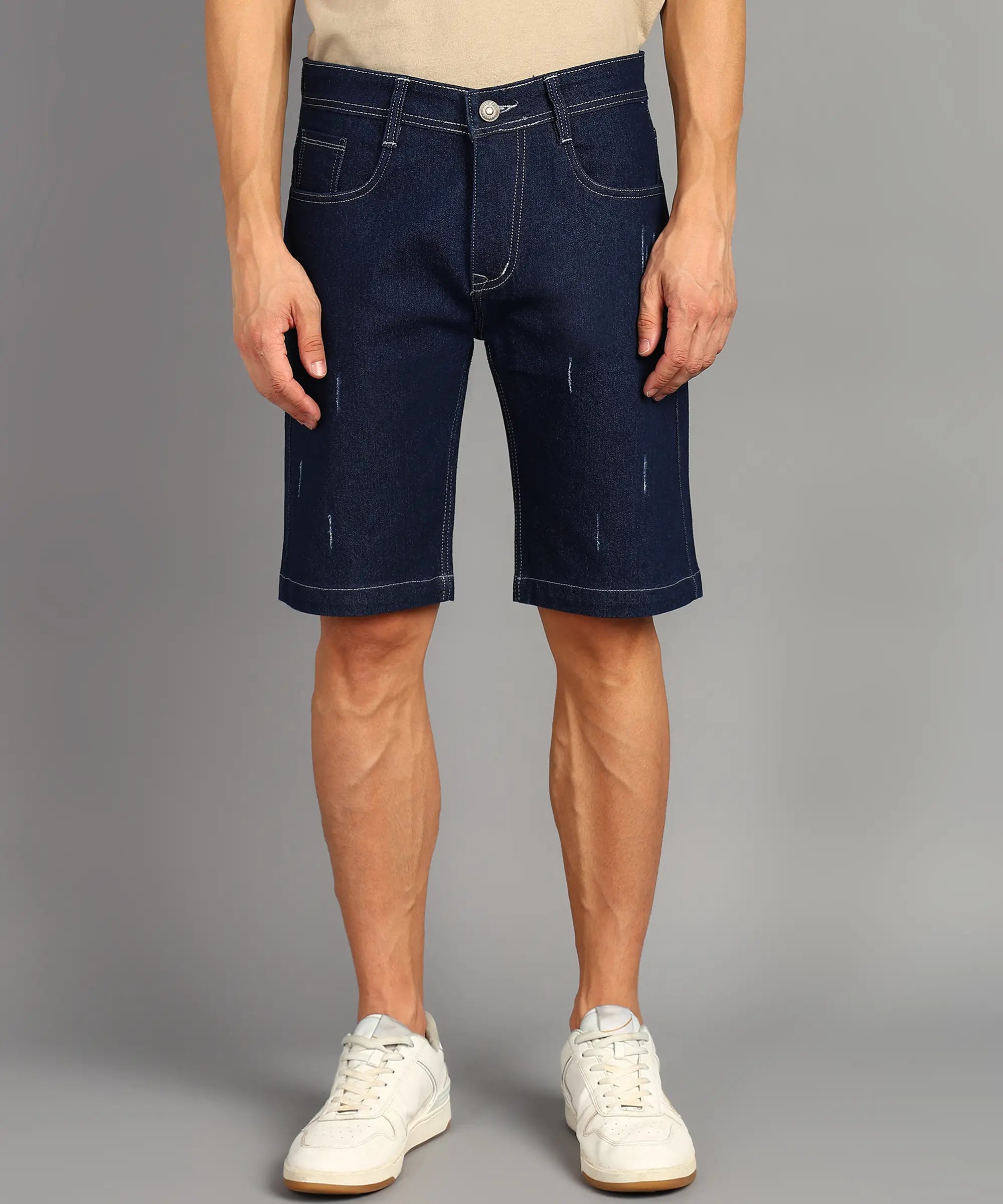TOOMESJEANS  Solid Men Denim Blue Denim Shorts