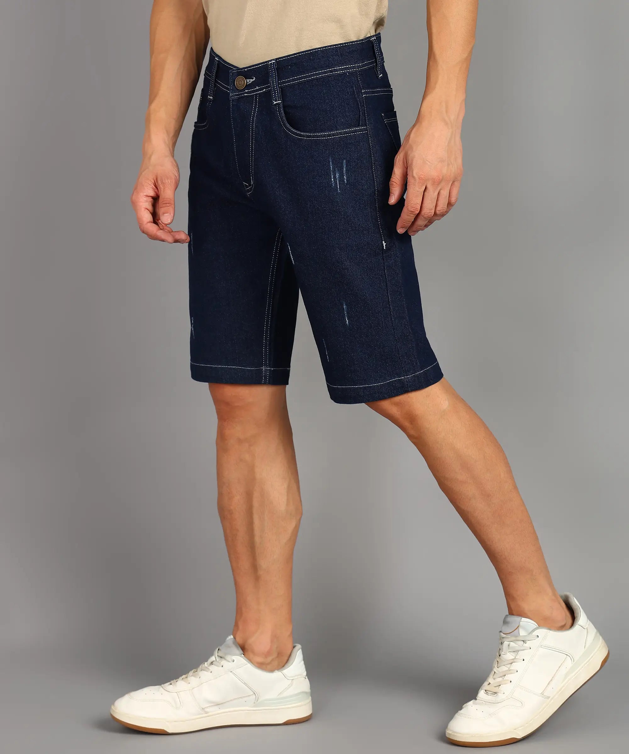 TOOMESJEANS  Solid Men Denim Blue Denim Shorts