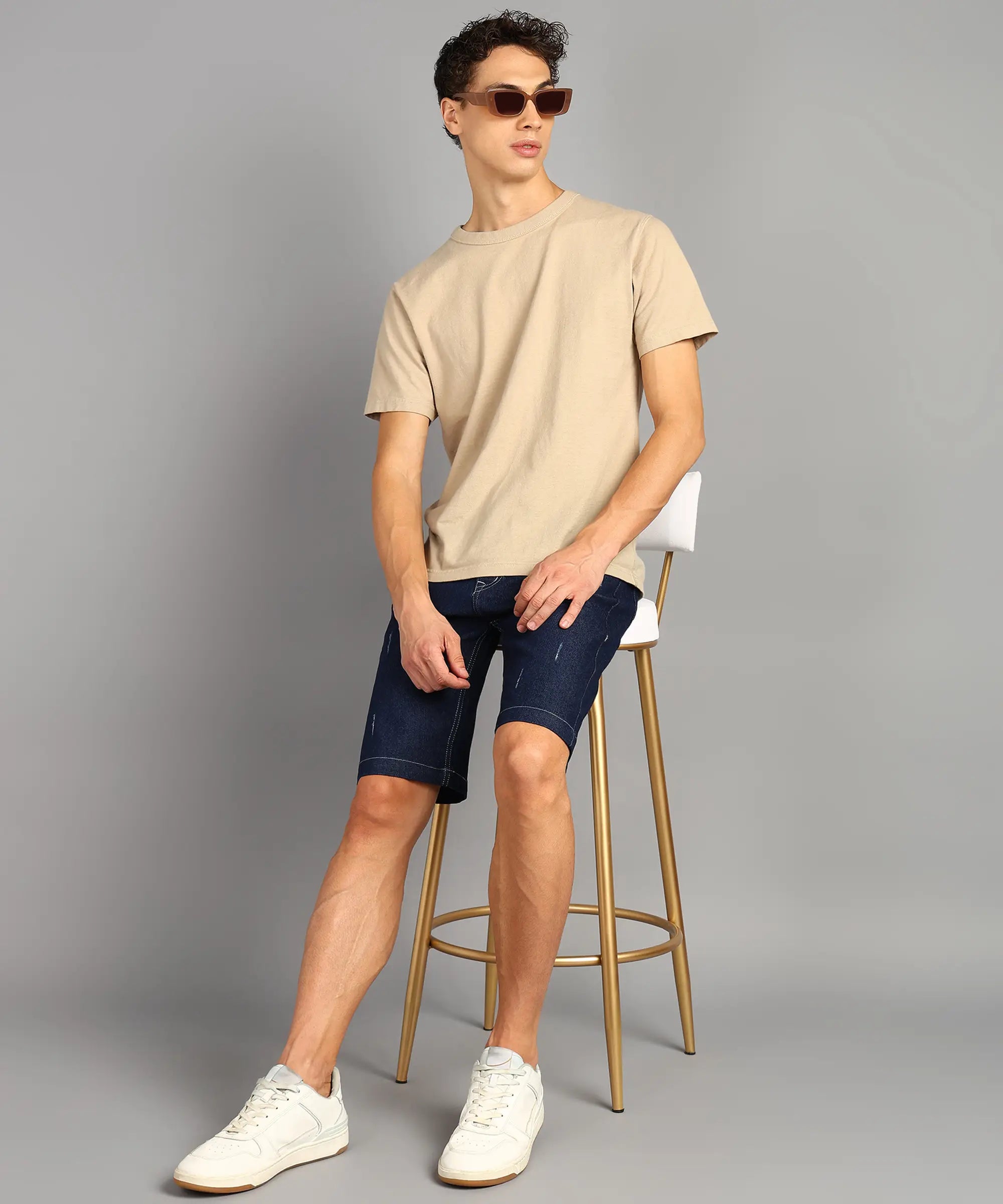 TOOMESJEANS  Solid Men Denim Blue Denim Shorts