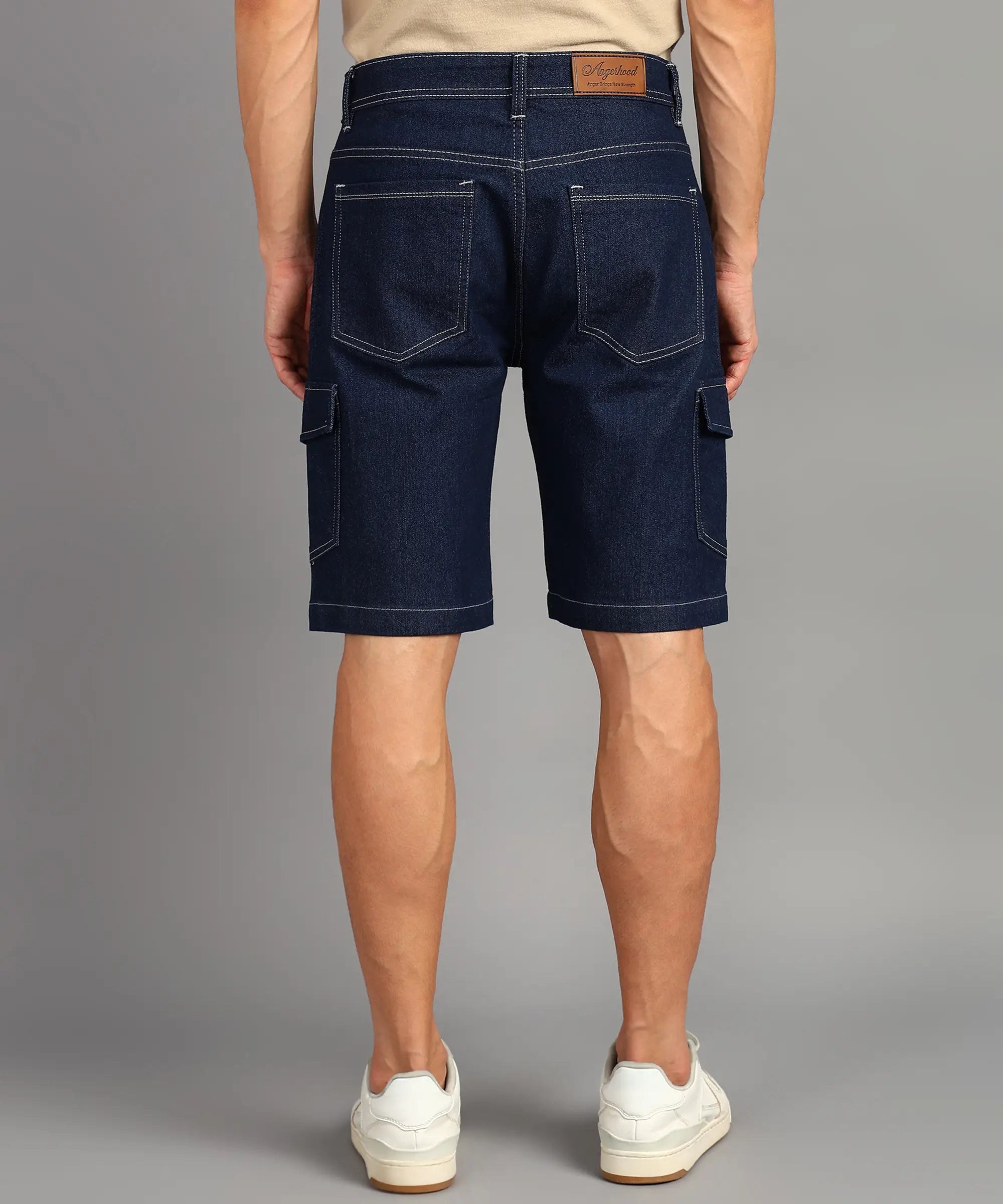 TOOMESJEANS  Solid Men Denim Dark Blue Denim Shorts