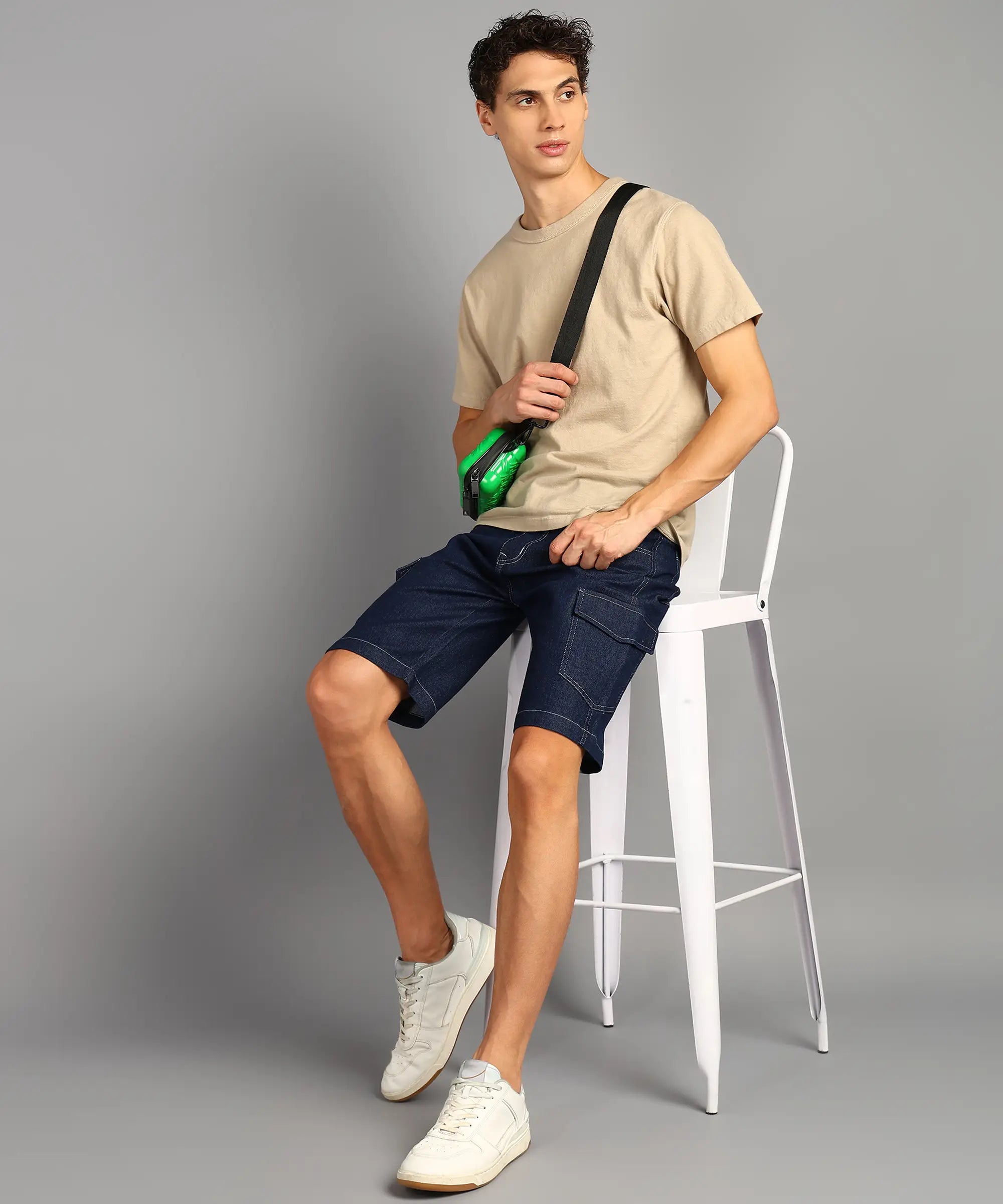 TOOMESJEANS  Solid Men Denim Dark Blue Denim Shorts