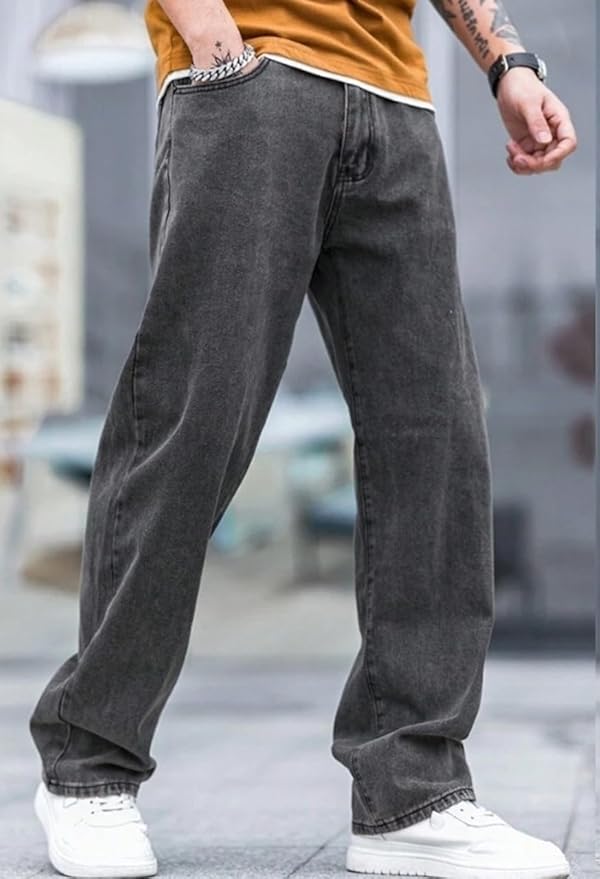 TOOMESJEANS Loose Fit Men DARK Grey Jeans...