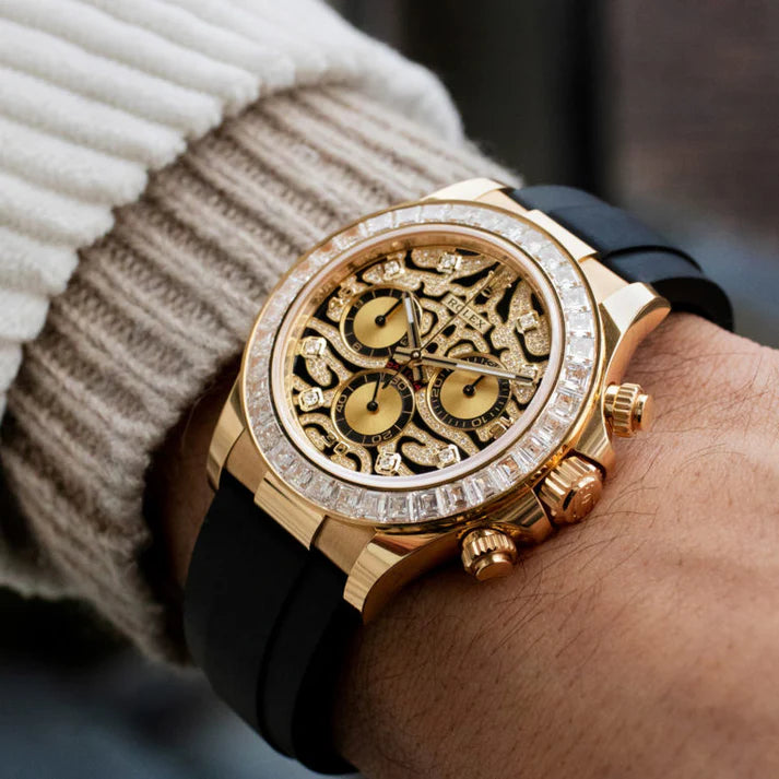 Chronograph Daytona Eye Of The Tiger Chronograph Quartz Chronometer Diamond Men's Watch