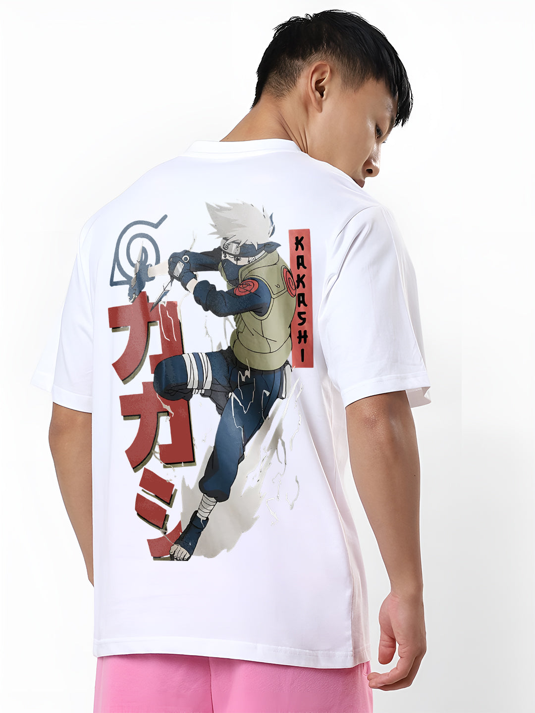 Oversized Kakashi Graphic T-shirt Print