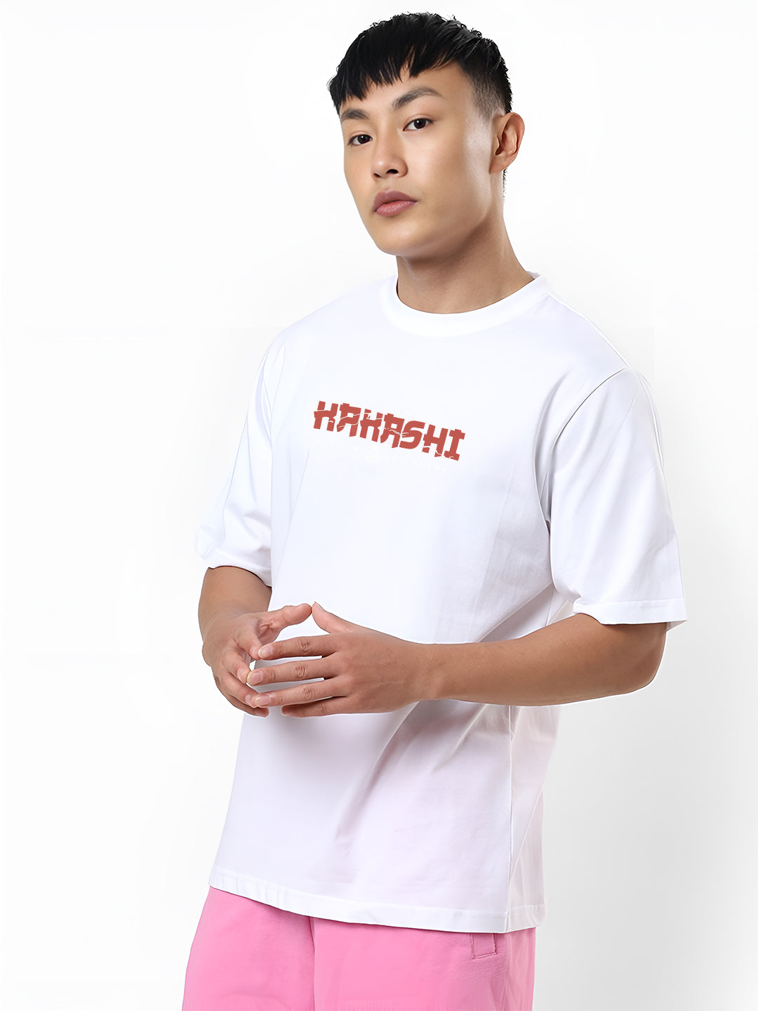 Oversized Kakashi Graphic T-shirt Print