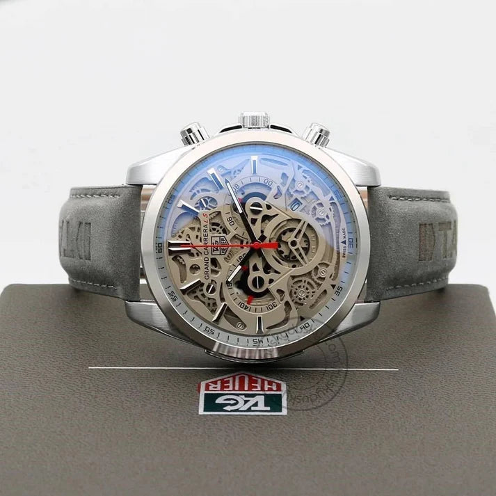 Grey Color Watch For Men With Chronograph & Multi Color Dial, Leather Belt Watch