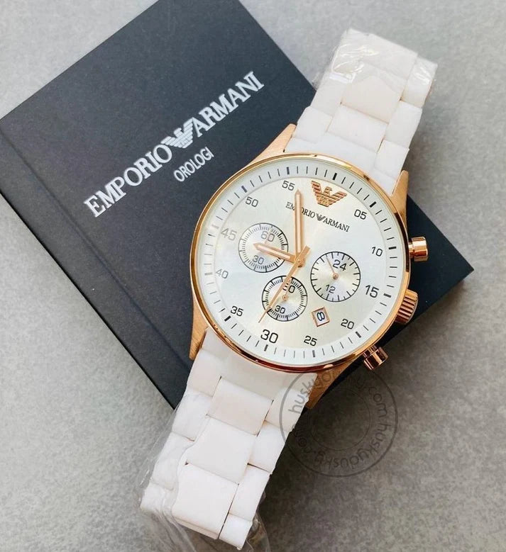 White Chronograph Analog White Dial Men's Watch
