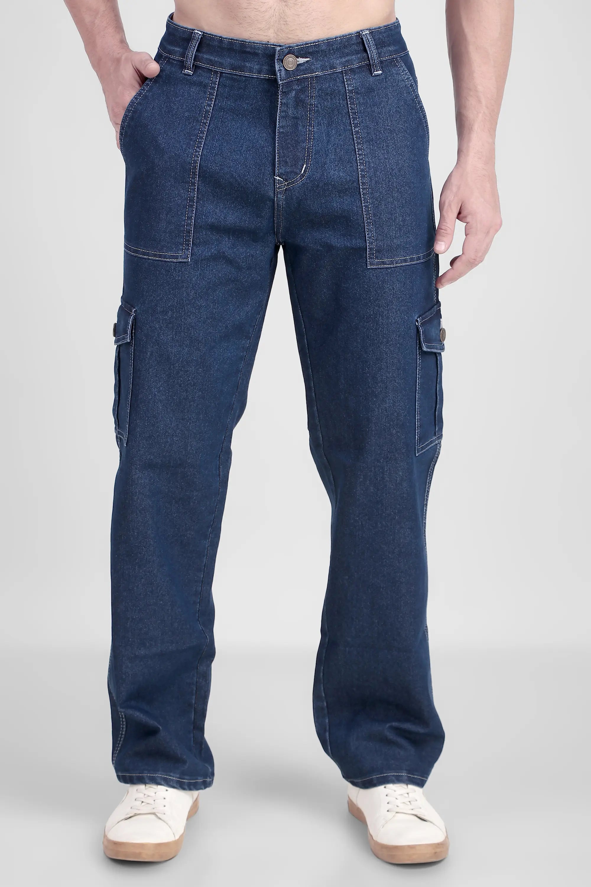 TOOMESJEANS  Men Baggy Dark Blue Cargo