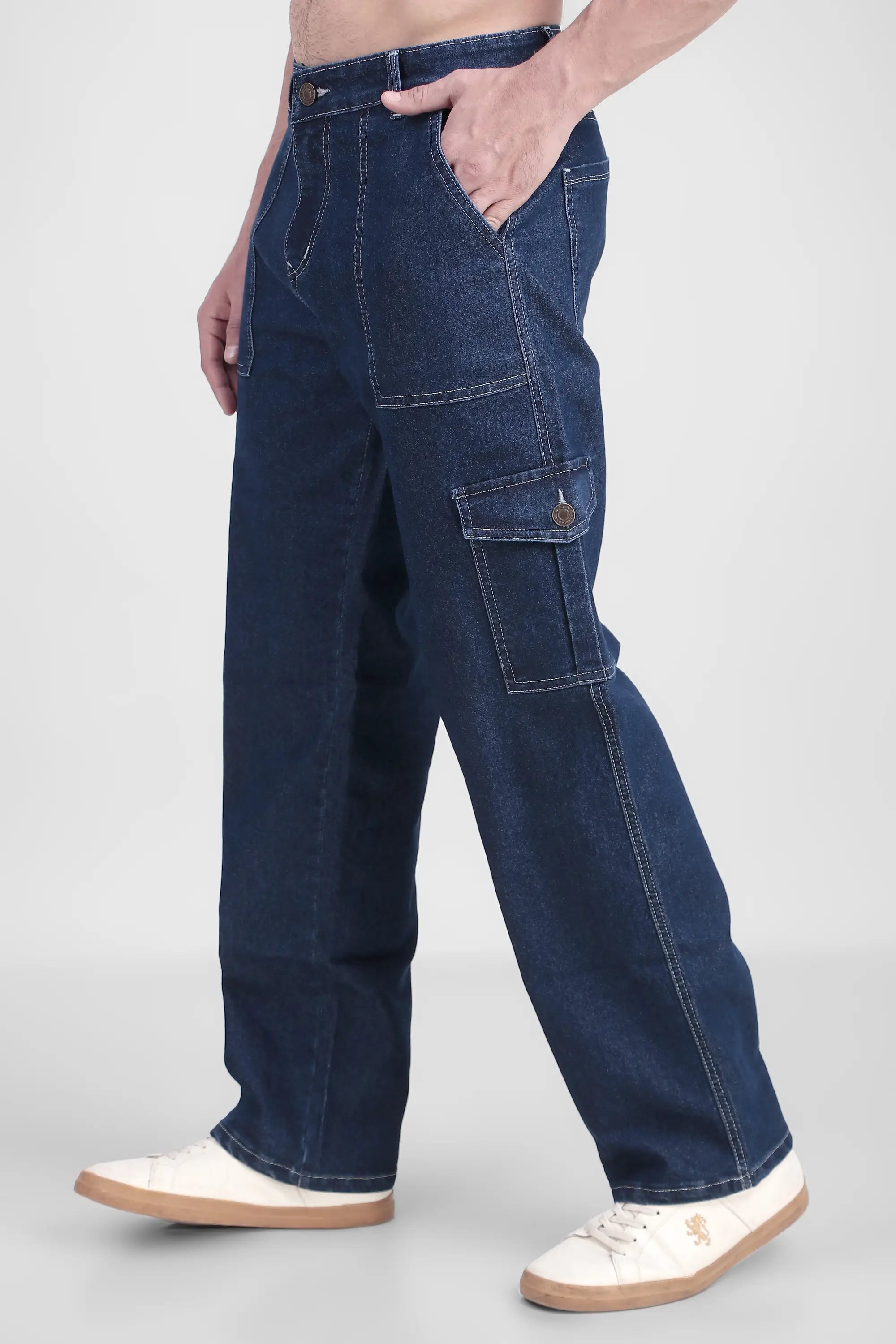 TOOMESJEANS  Men Baggy Dark Blue Cargo