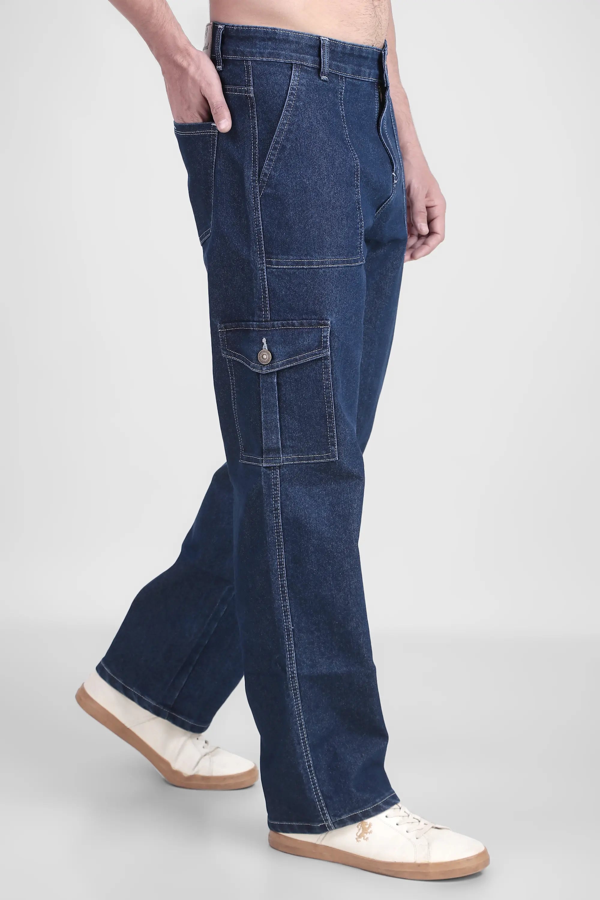 TOOMESJEANS  Men Baggy Dark Blue Cargo