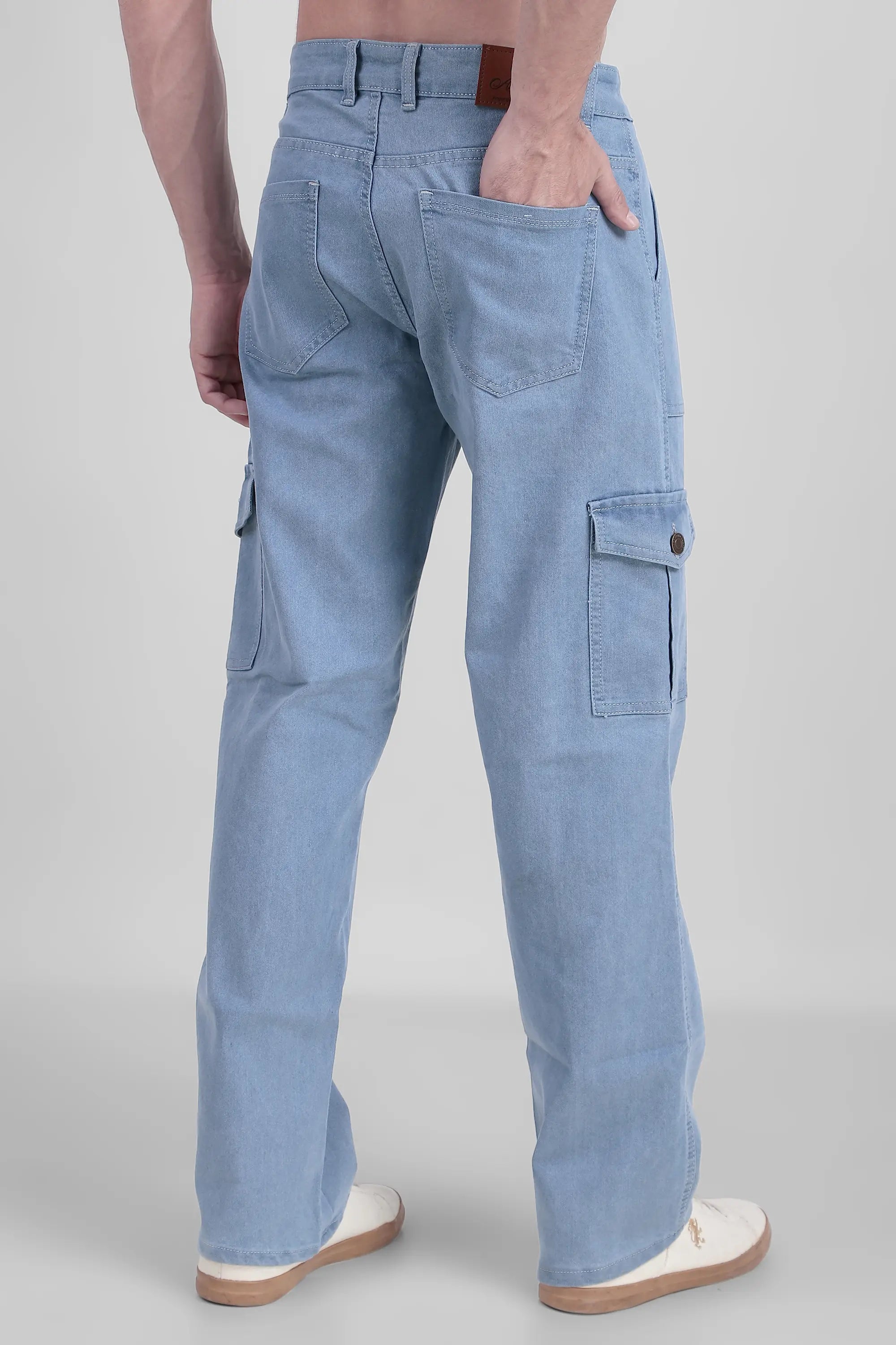 TOOMESJEANS Men Baggy Light Blue Cargo